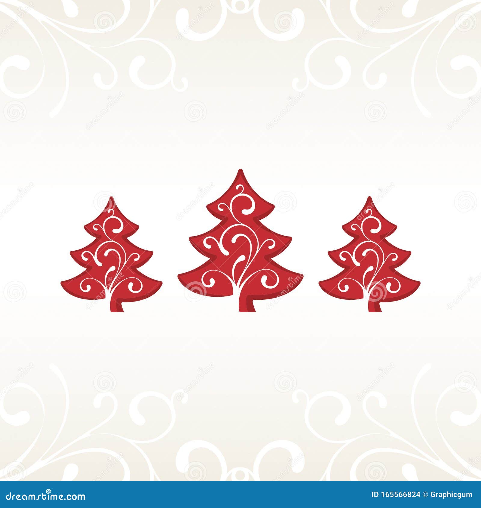 Red Christmas Trees with Ornaments Decoration Card Element Background ...