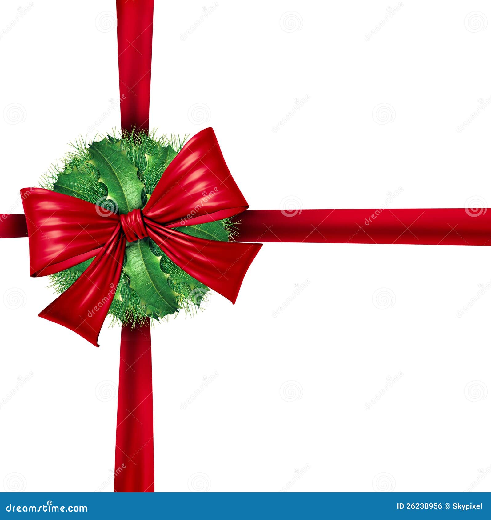 Red Christmas Wrapping Ribbon Decoration Stock Illustration - Illustration  of holly, white: 26238956
