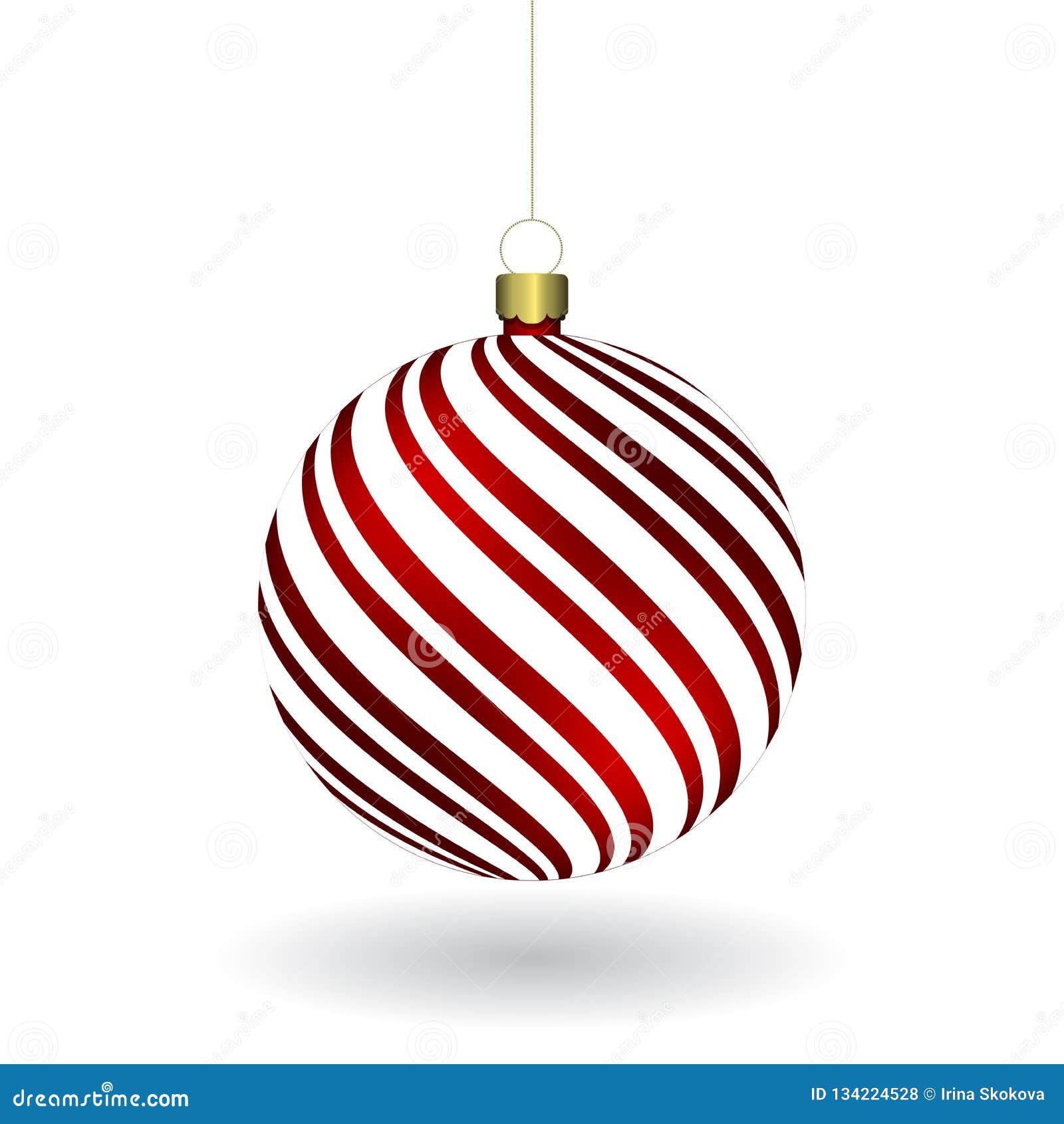 red christmass ball hanging on a golden chain