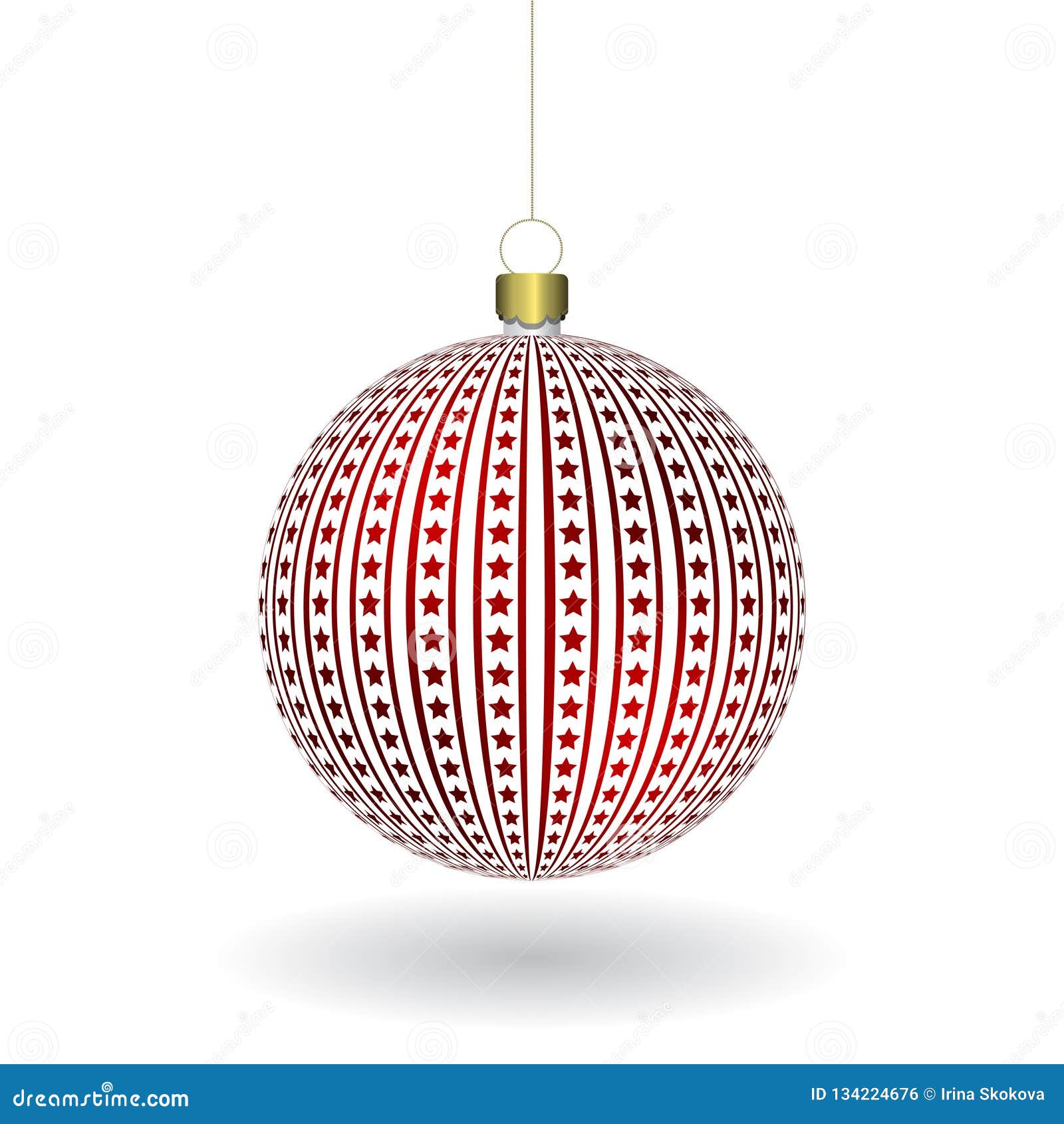 red christmass ball hanging on a golden chain