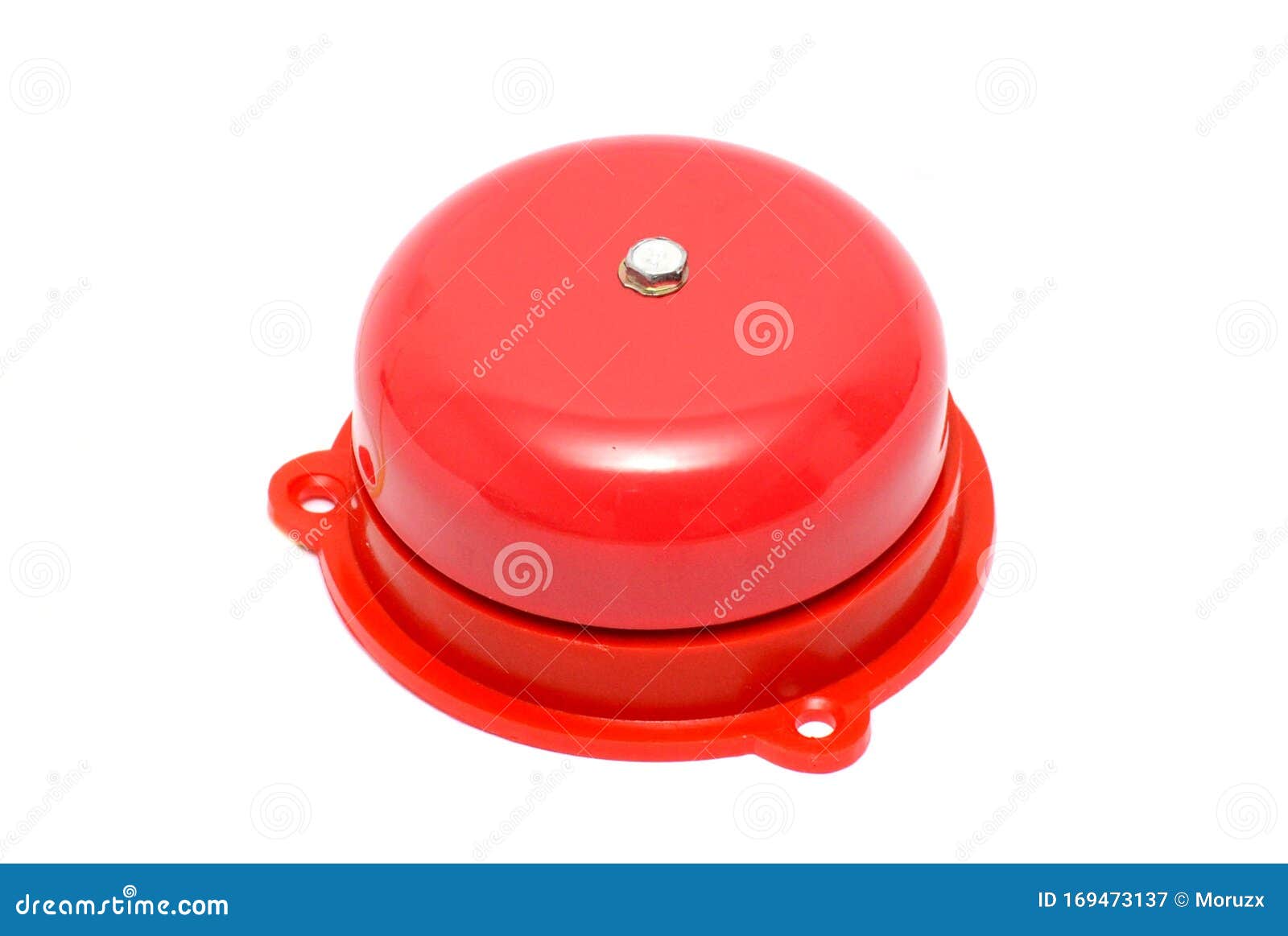 red classic alarm ringer on white background