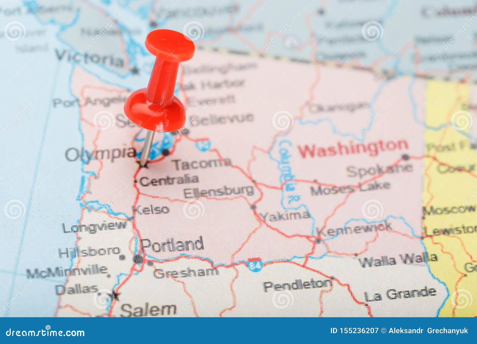 Red Clerical Needle On Map Of Usa Washington And Dc Close Up Map