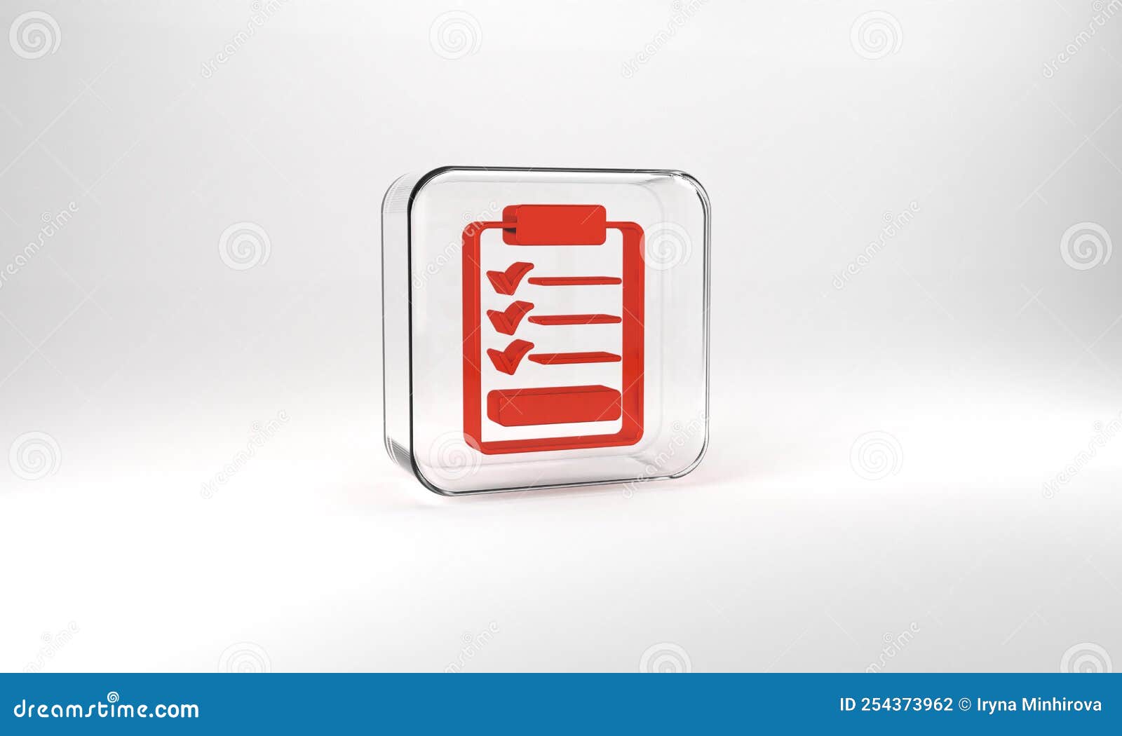 red clipboard with checklist icon  on grey background. control list . survey poll or questionnaire