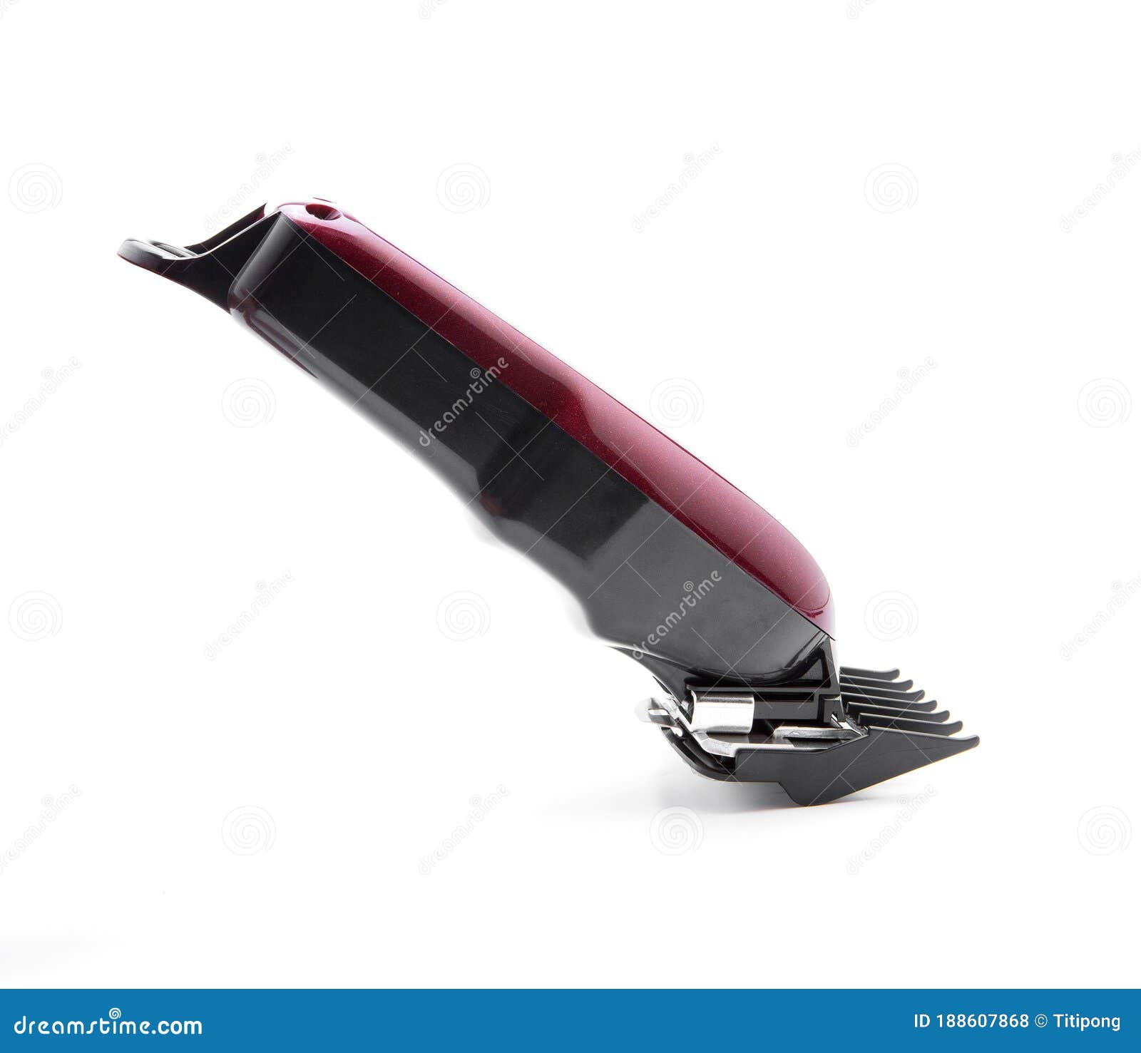 Red Clippers for Cutting Hair on a White Background Stock Photo Image
