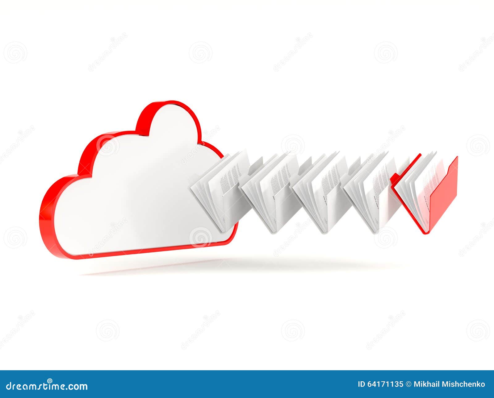 Red Cloud Drive Icon with Folders Stock Illustration Illustration of