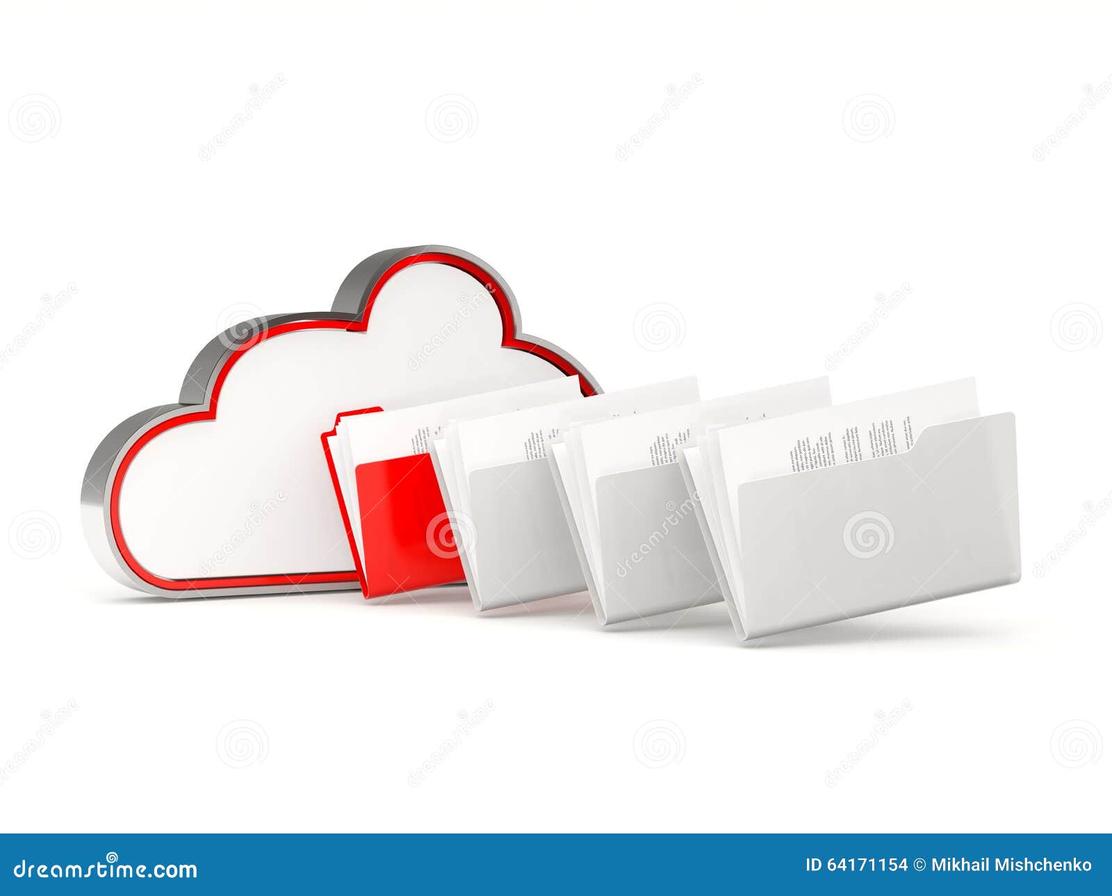 Red Cloud Drive Icon with Folders Stock Illustration Illustration of