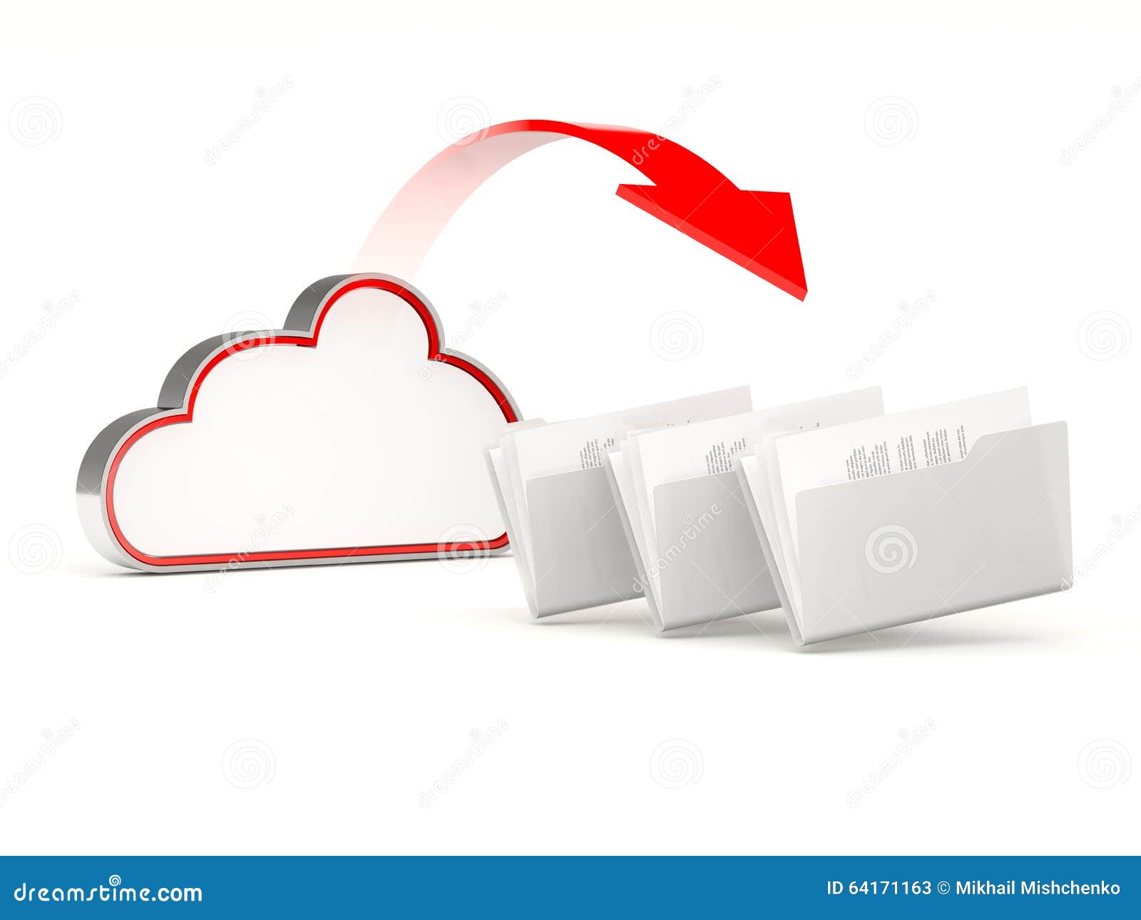 Red Cloud Drive Icon with Folders Stock Illustration Illustration of
