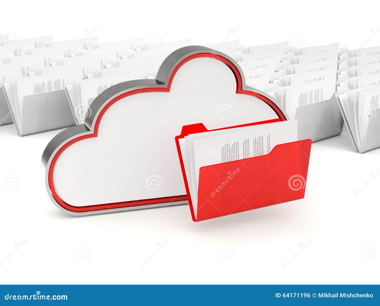 Red Cloud Drive Icon with Folders Stock Illustration Illustration of