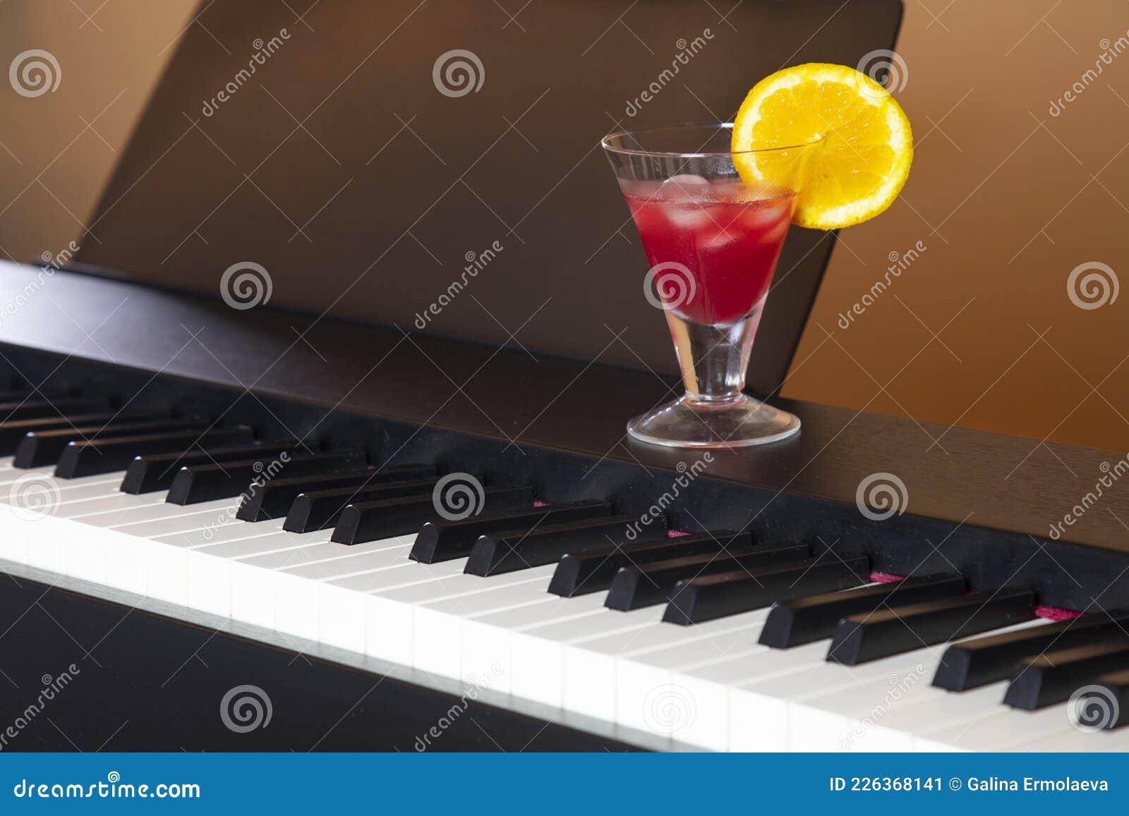 Red Cocktail on the Piano at Happy Hour Stock Image Image of glass