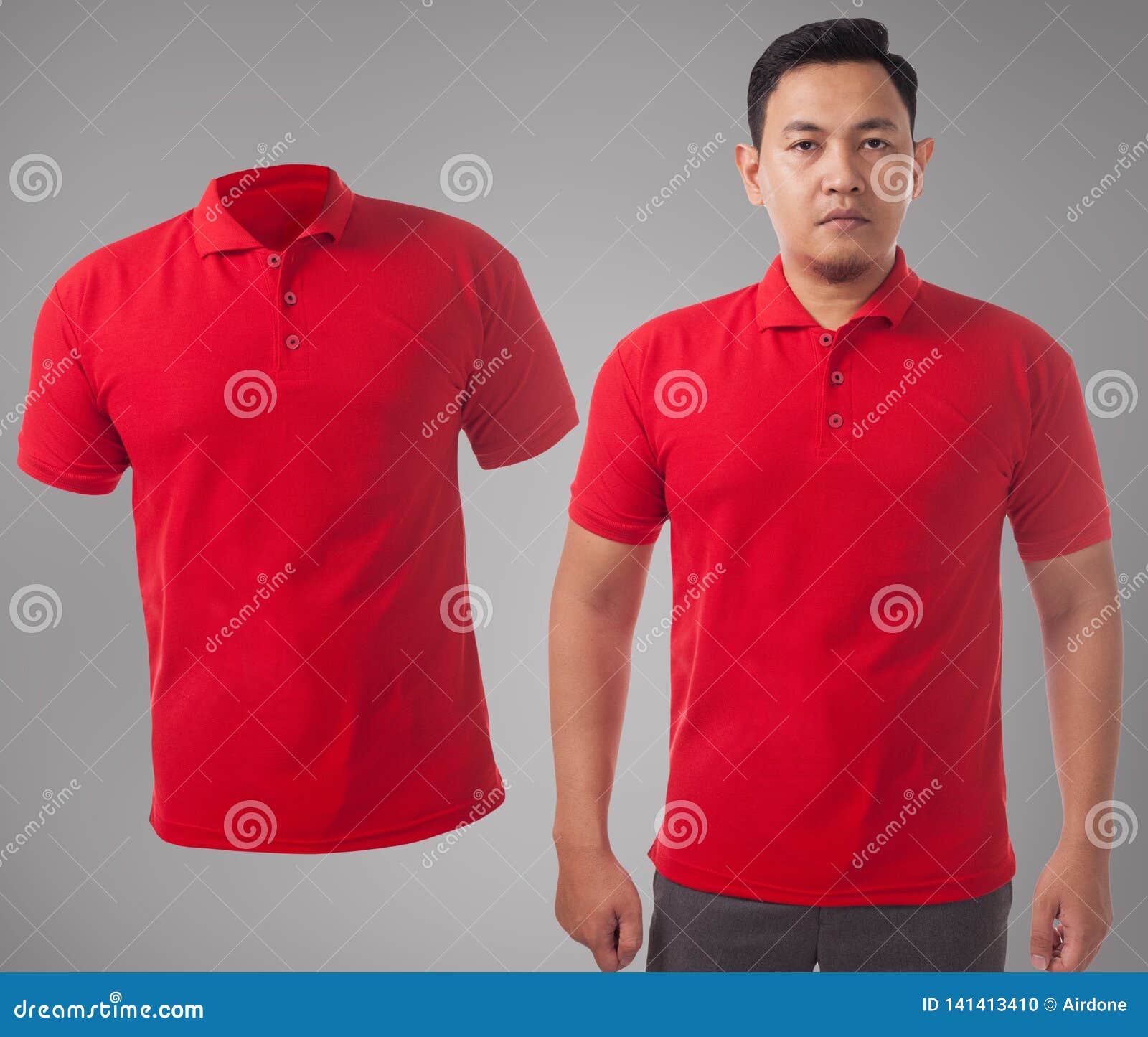 Red Collared Shirt Design Template Stock Photo - Image of isolated ...