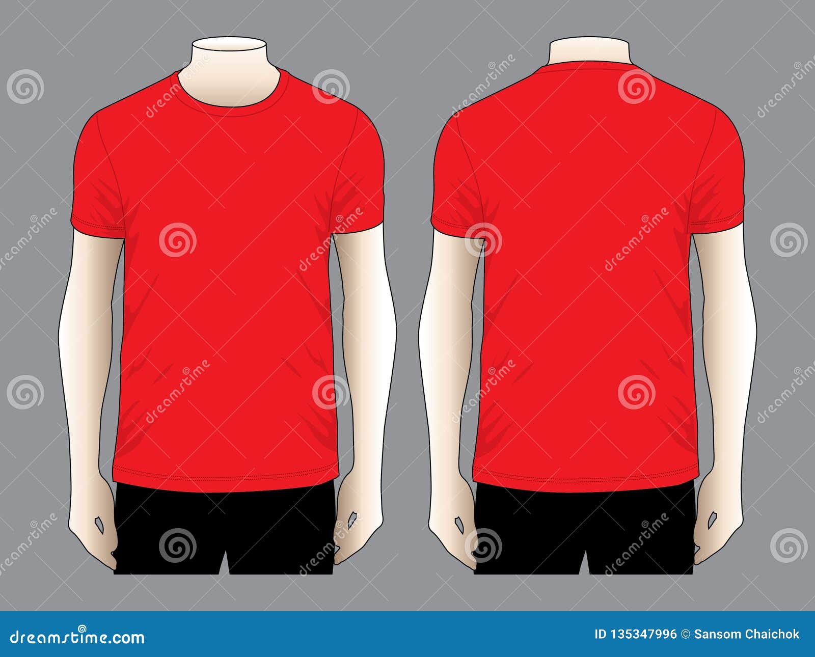 gray shirt with red sleeves