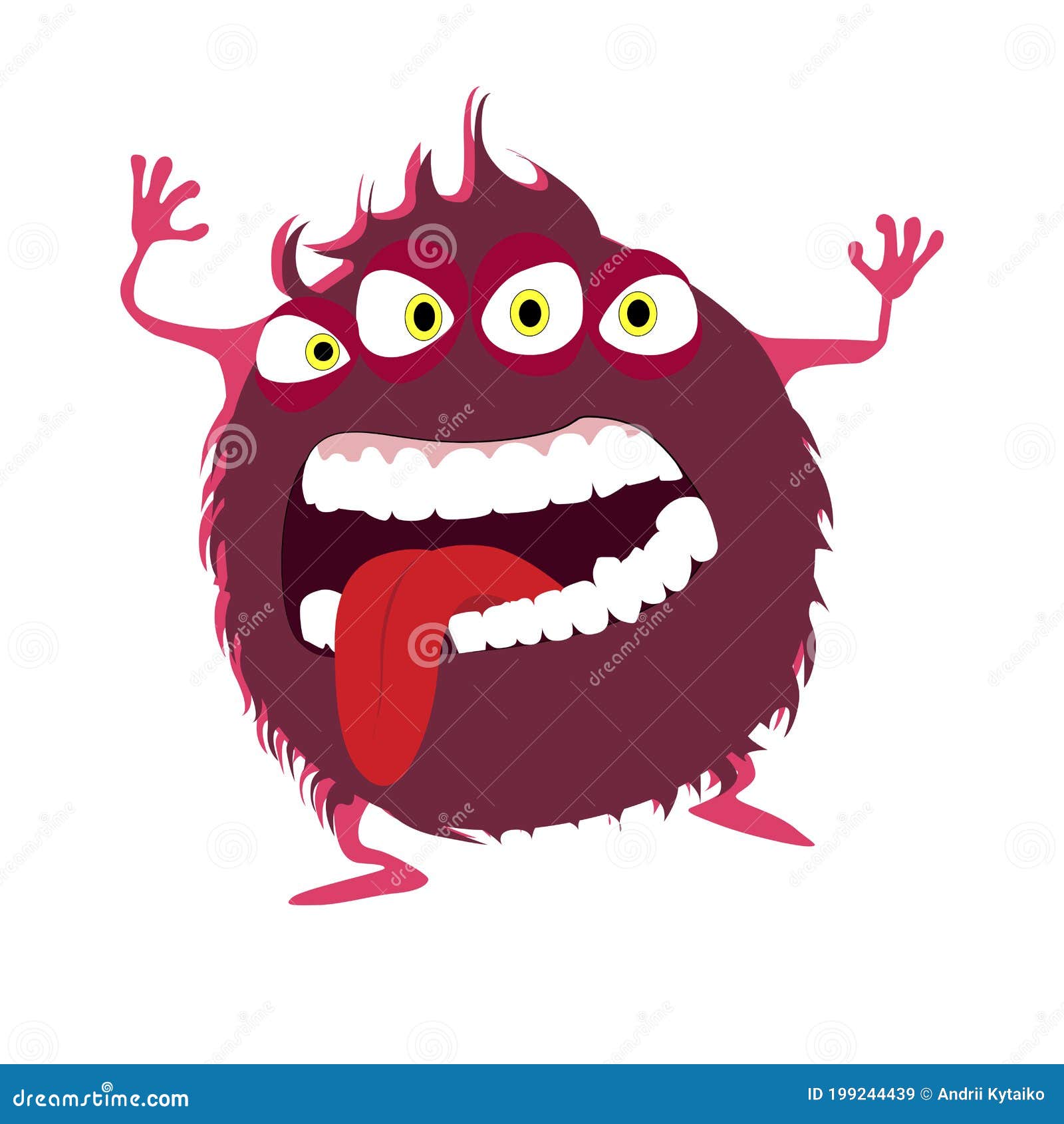 red color goblin with devil eyes, goofy toy frighten kids