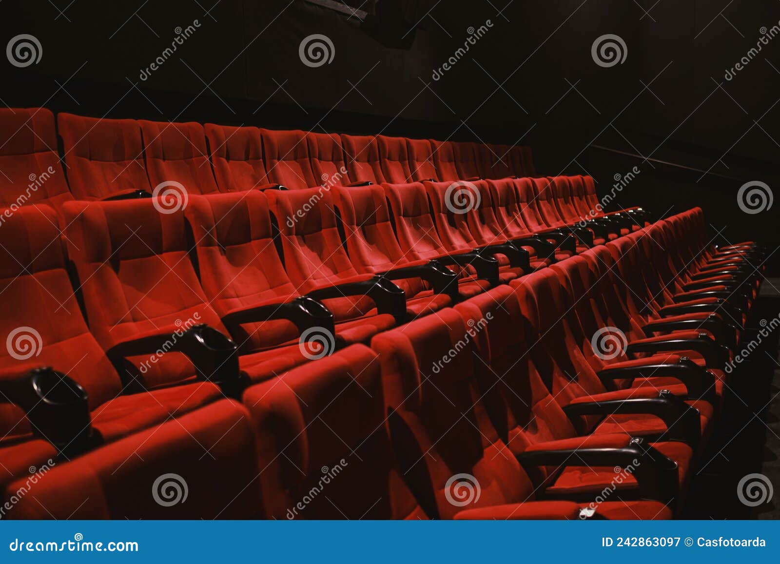 Red Colored Cinema Seats with No People Stock Image Image of public