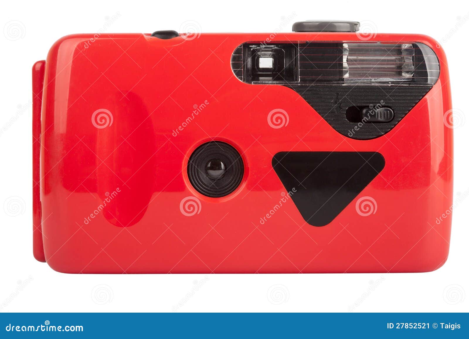 Red compact film camera stock image. Image of button 27852521