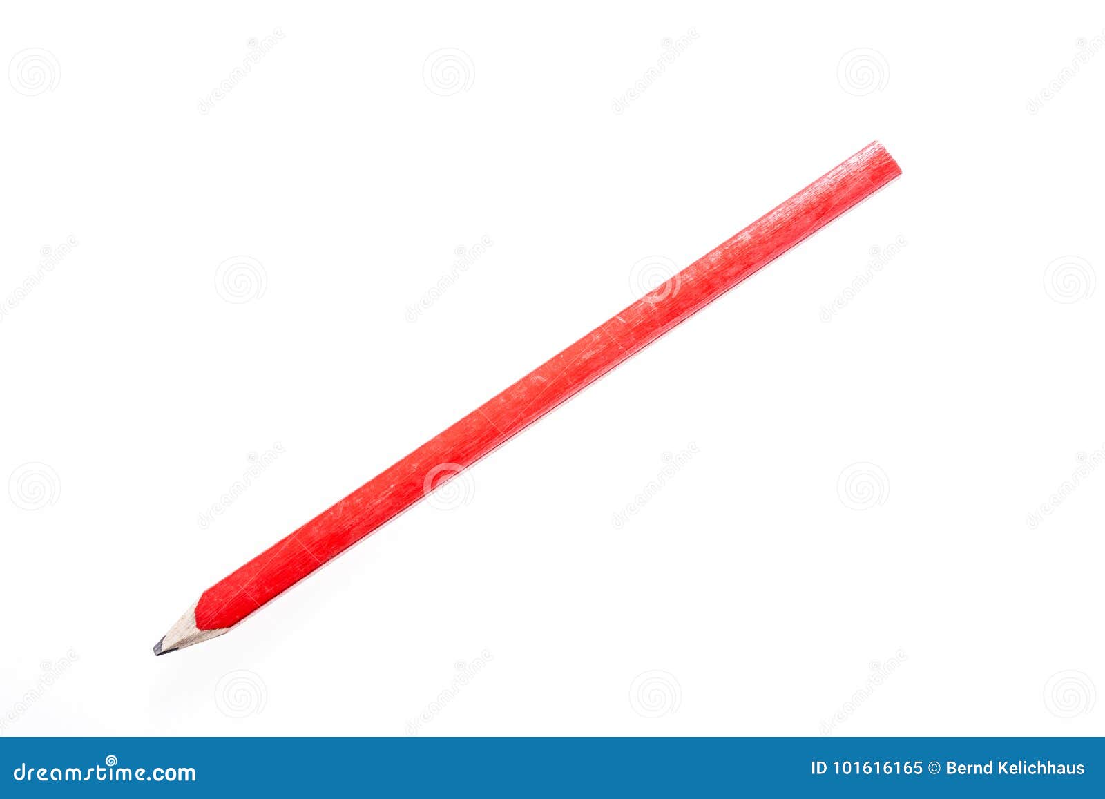 Red Construction Pencil Isolated on White Stock Image Image of single