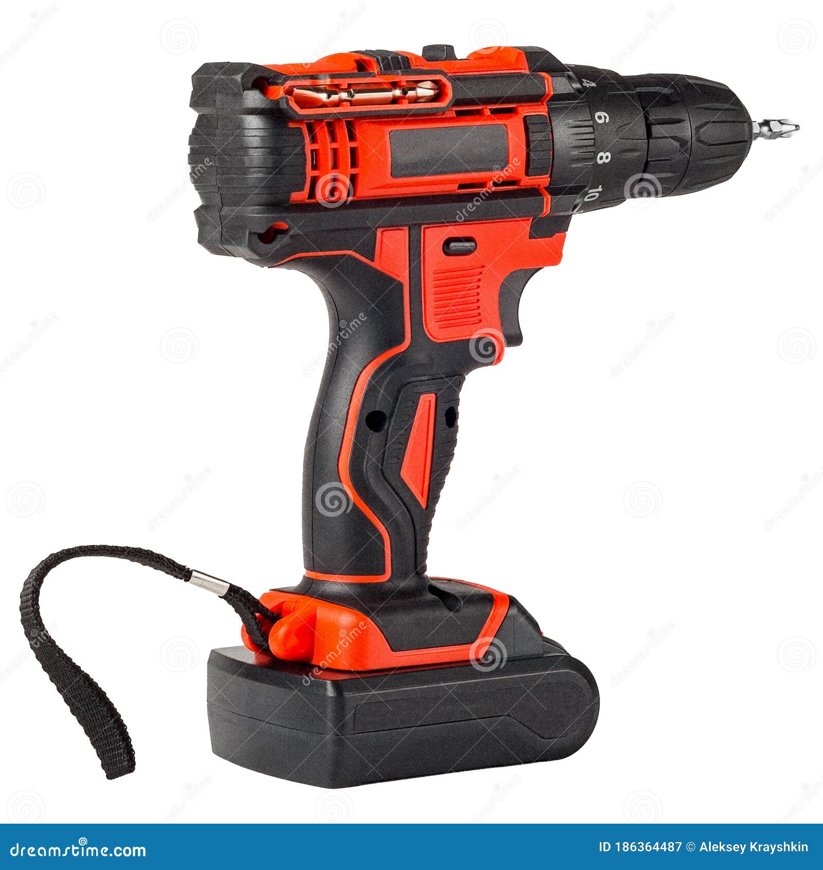 Red Cordless Drill with Black Decorative Trim. Stock Image - Image of ...