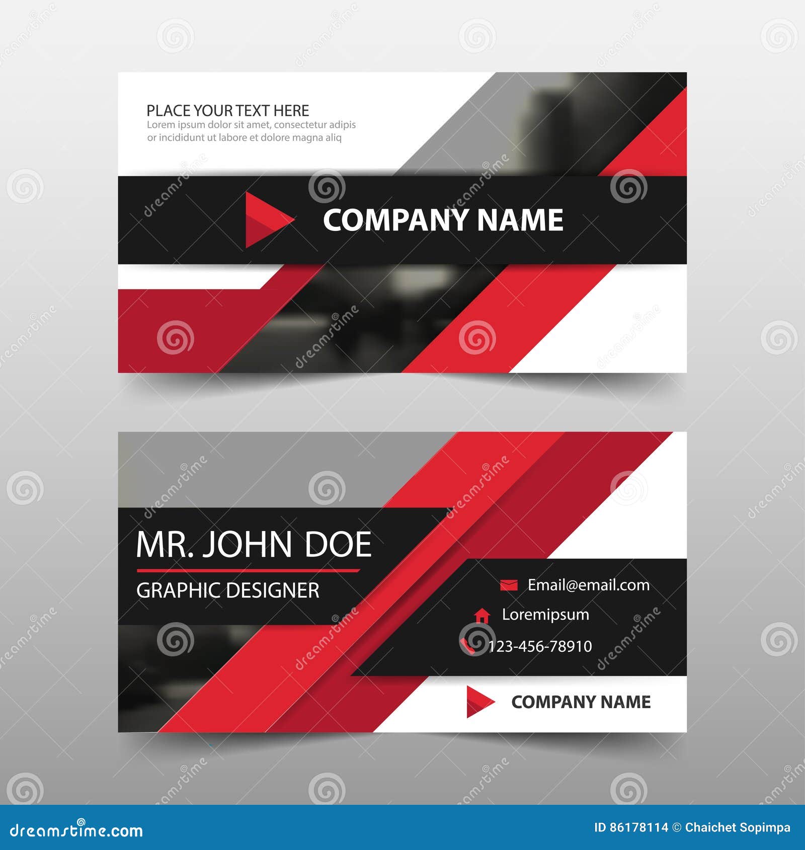 red corporate business card name card template horizontal simple
