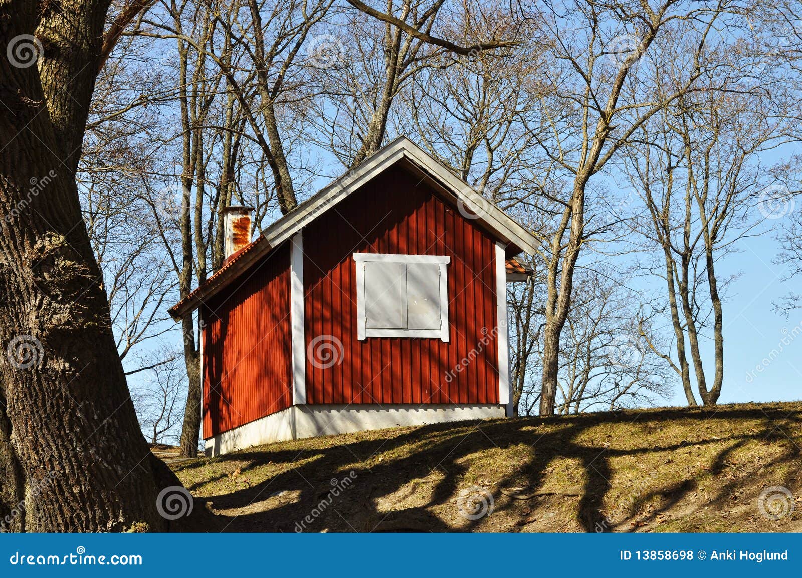 Red cottage stock photo. Image of residens, blue, small 13858698