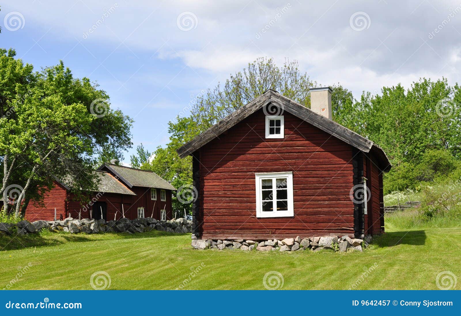 Red cottage stock image. Image of cottage, swedish, garden 9642457