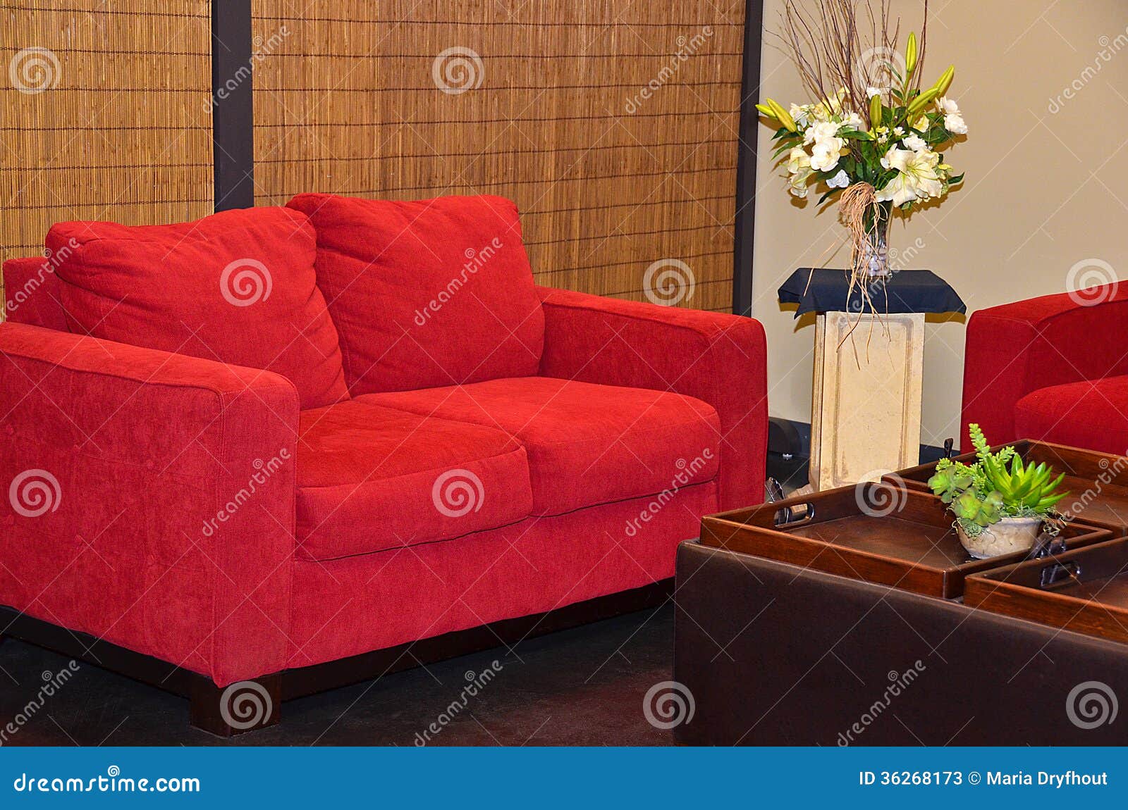 Red couch stock image. Image of bright, home, interior 36268173