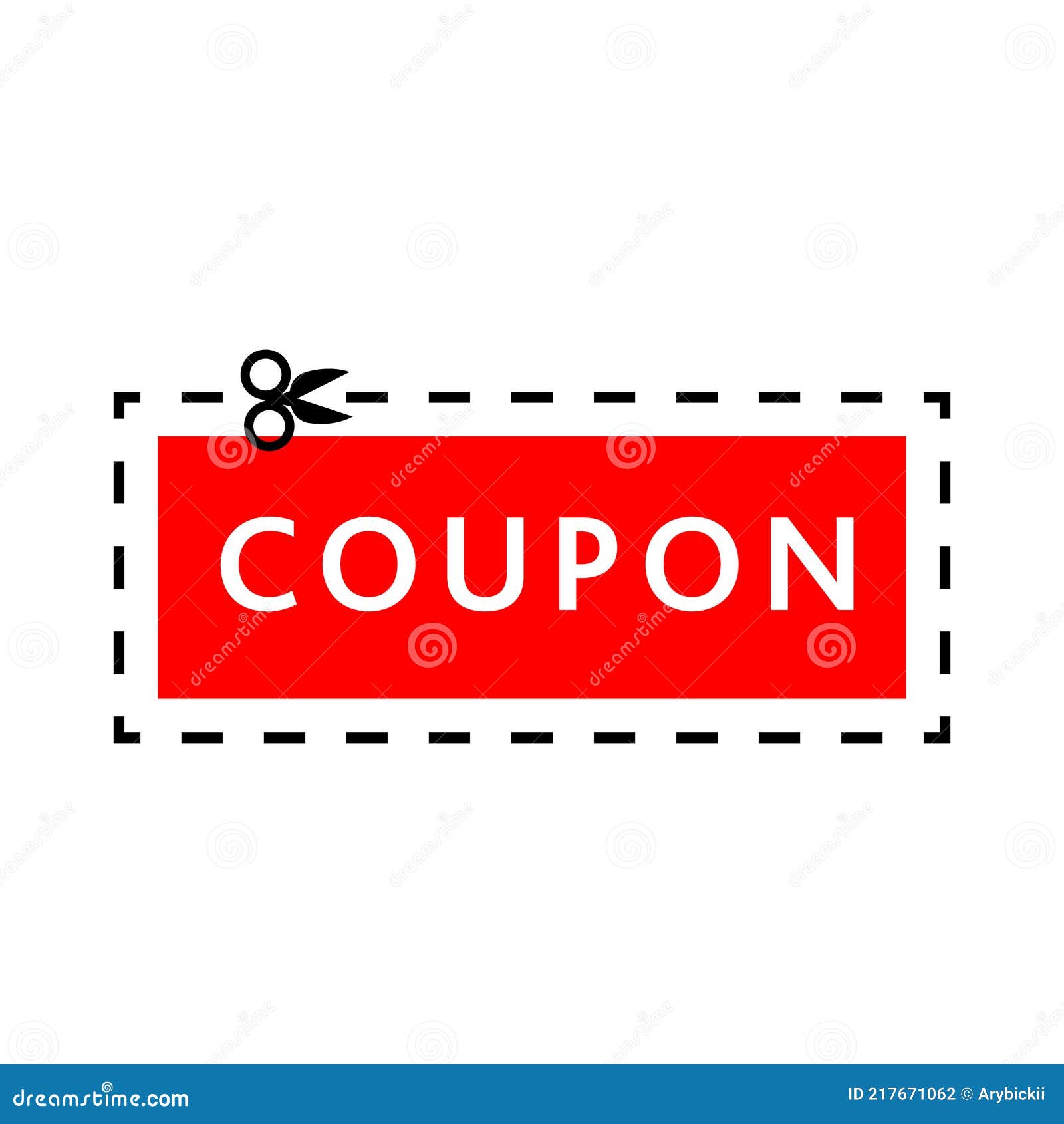 Red coupon on white stock vector. Illustration of graphic 217671062