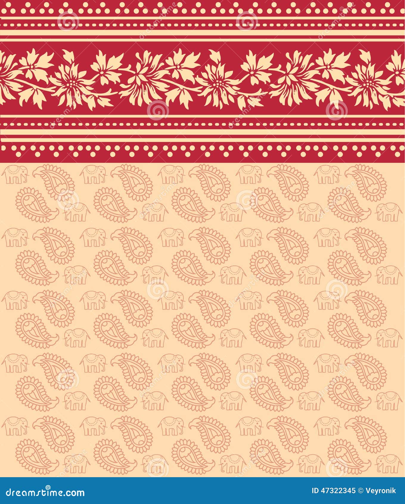 Red And Cream Floral Saree Design Illustration 47322345 - Megapixl