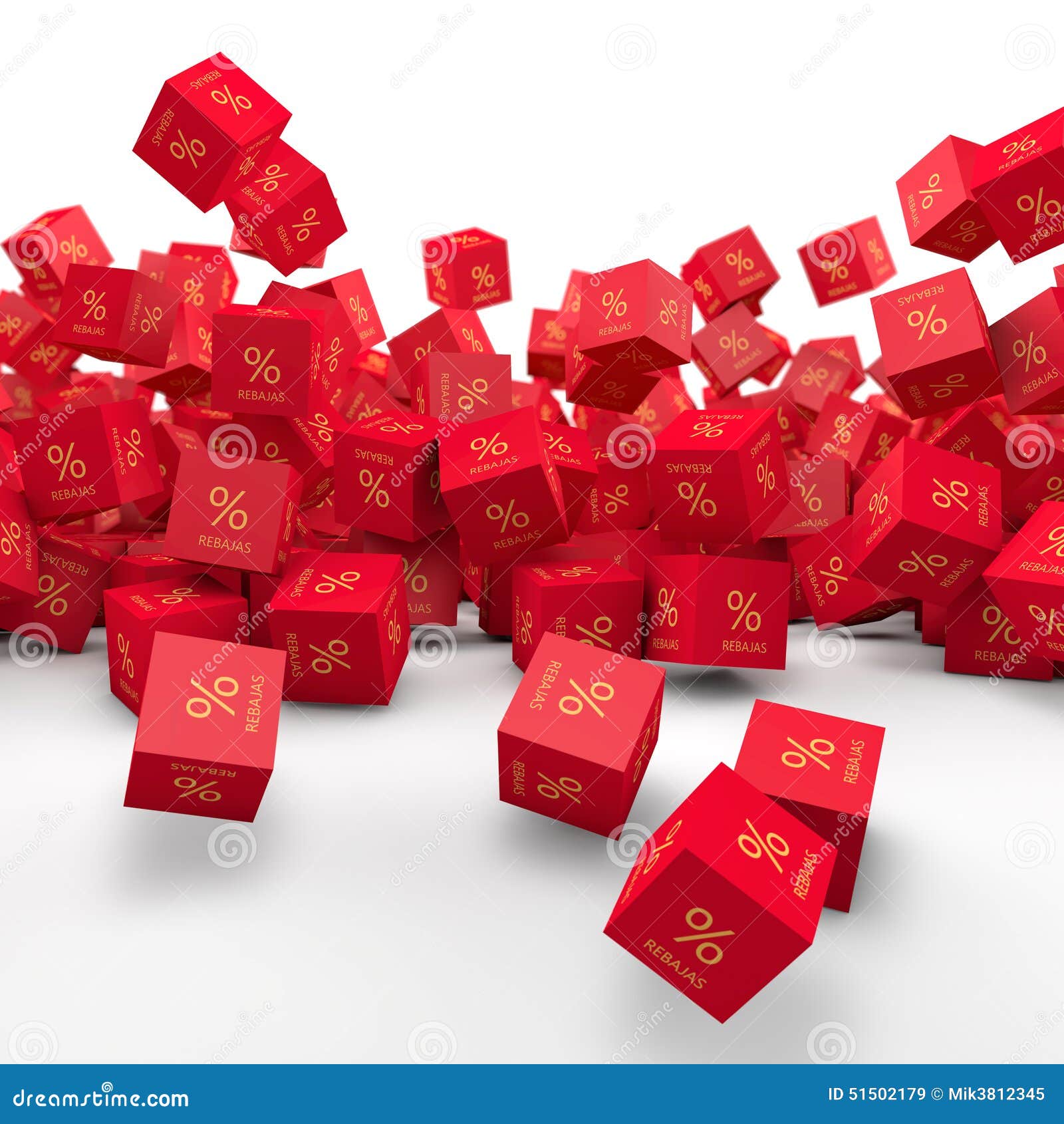 red cubes falling and discounts