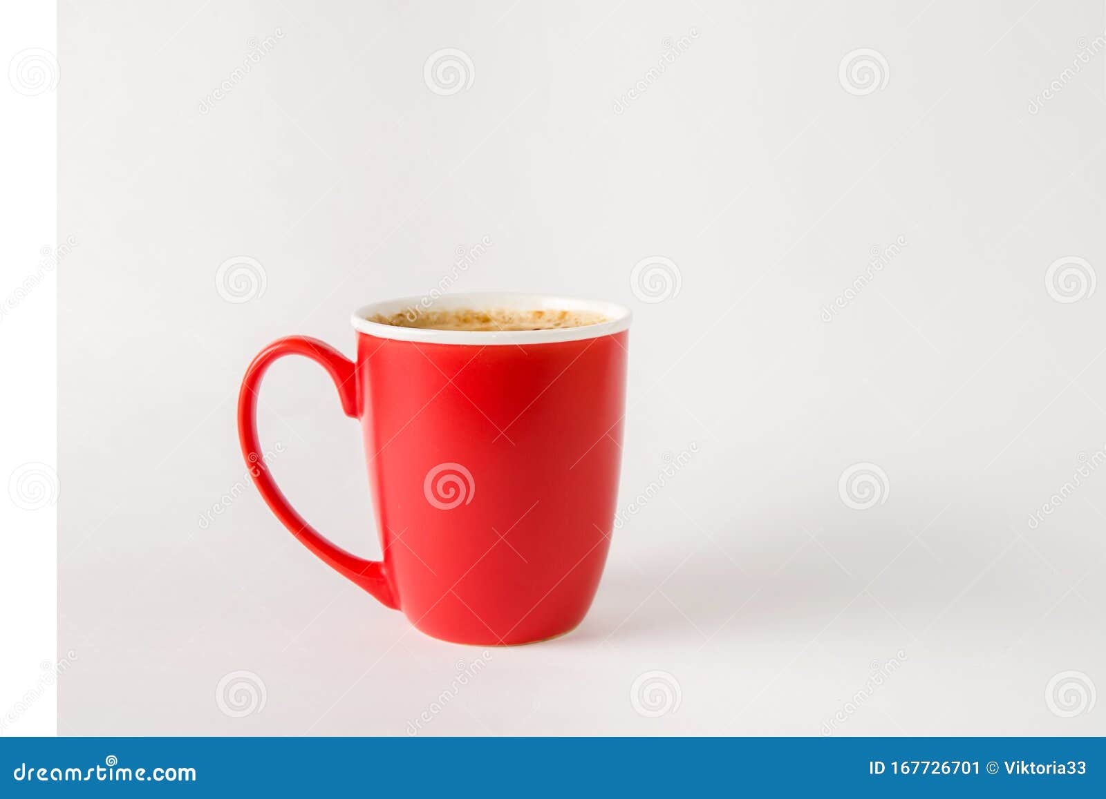 Red Cup of Coffee with Milk. Cappuccino, Latte Stock Image - Image of