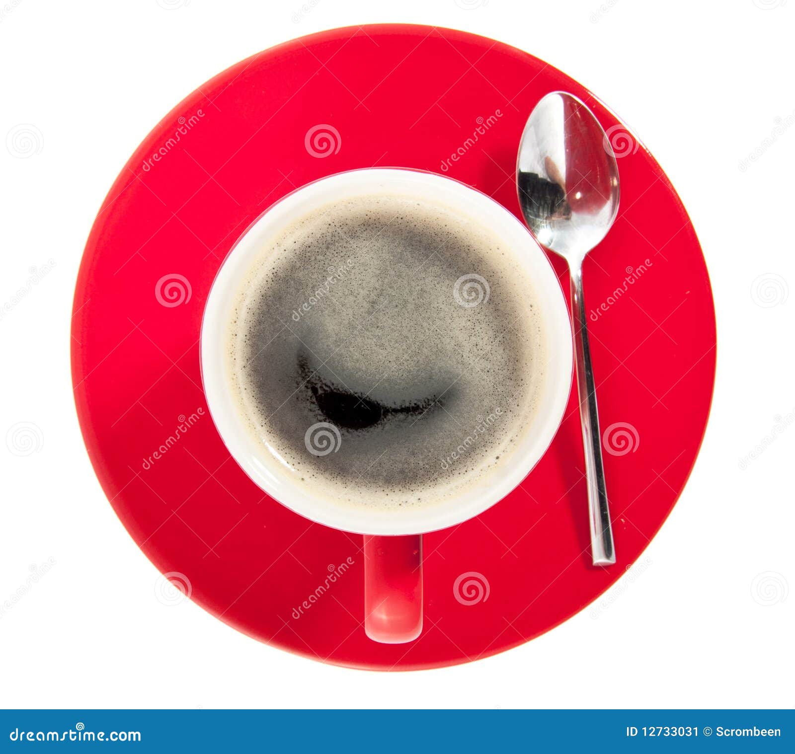 A Red Cup of Coffee on a Saucer Stock Image Image of cafeine, boost