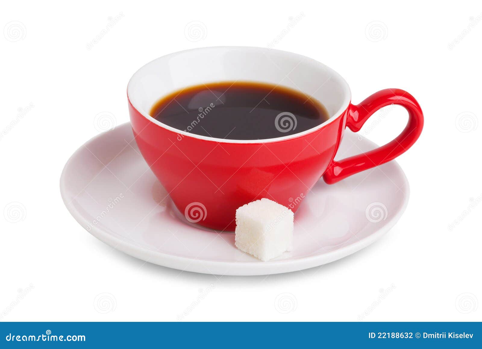 Red Cup Of Coffee And A Slice Of White Sugar Stock Photo Image of