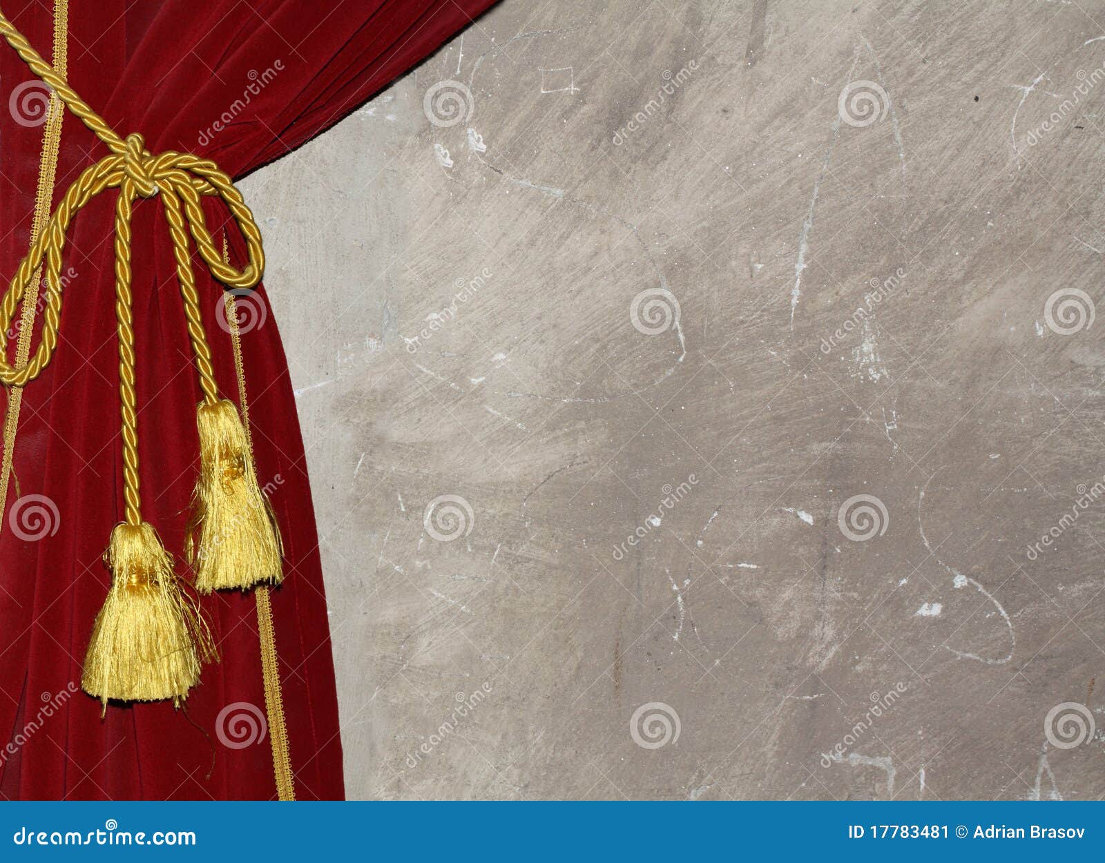red curtain with knot and tassel