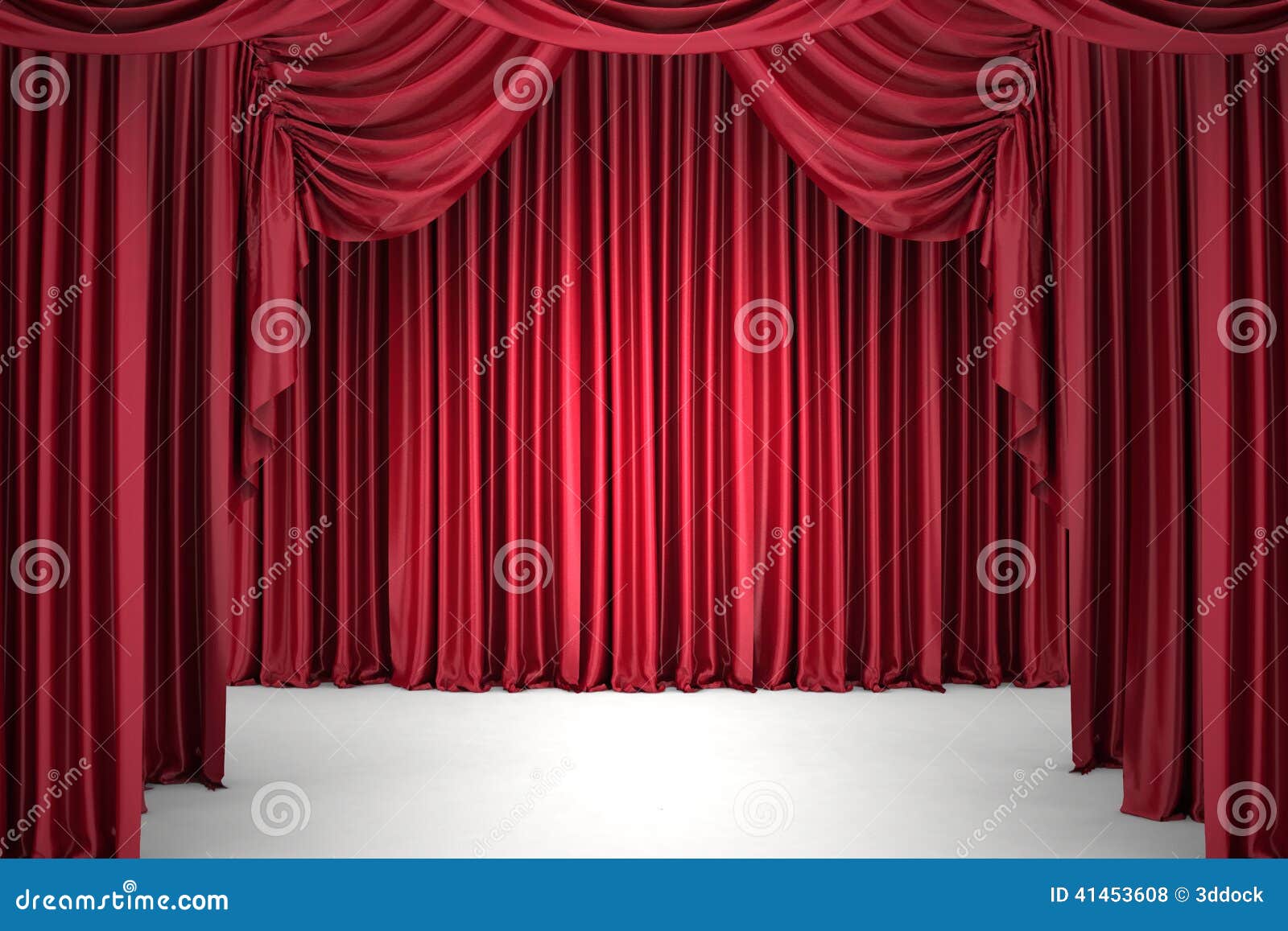 Red the Curtain, Lit by a Spotlight Stock Illustration Illustration