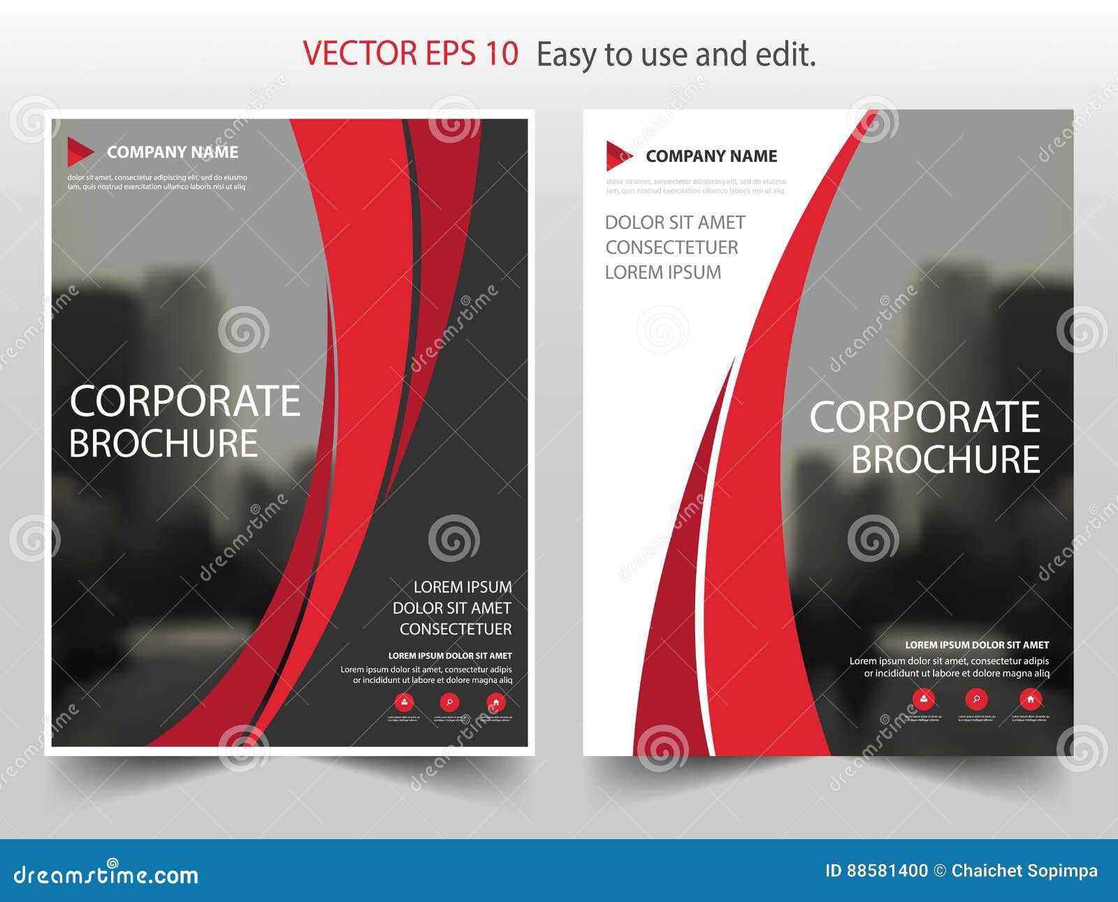 red curve  brochure annual report leaflet flyer template , book cover layout , abstract business presentation