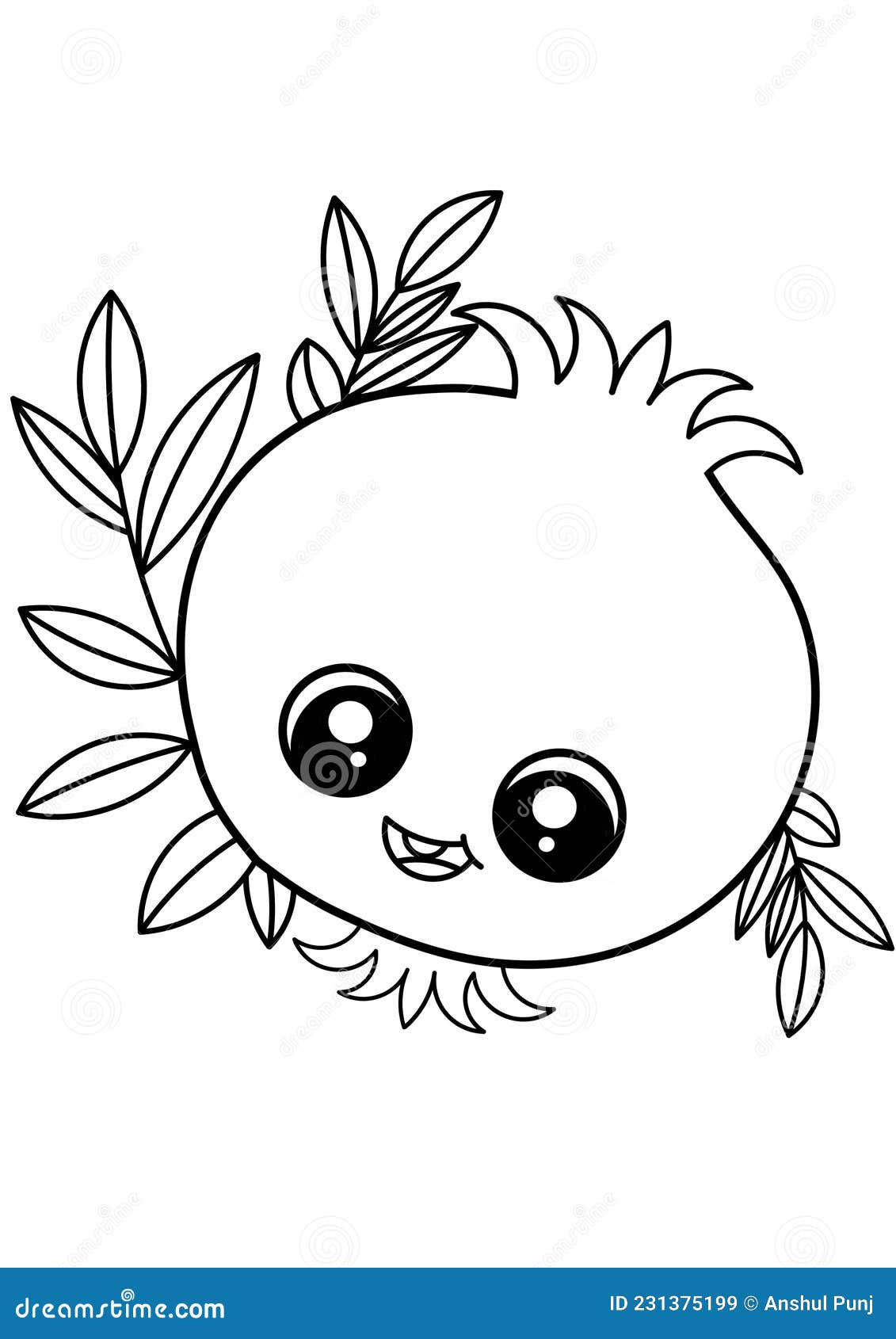 Red Cute Pomegranate Cartoon Image for Coloring Book Publishing ...