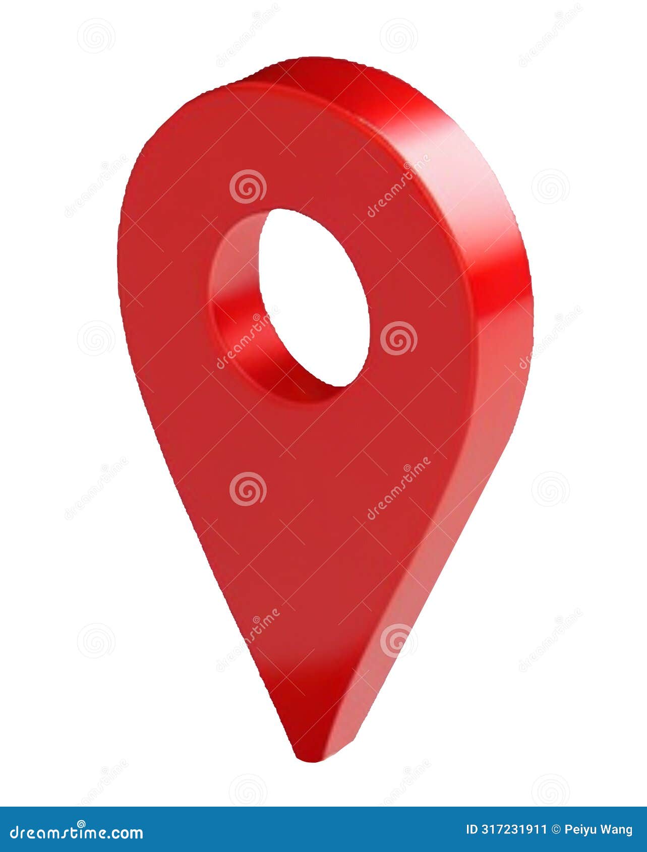 red 3d pin domain marker ideal for icons and maps, angled at 45 degrees generative ai