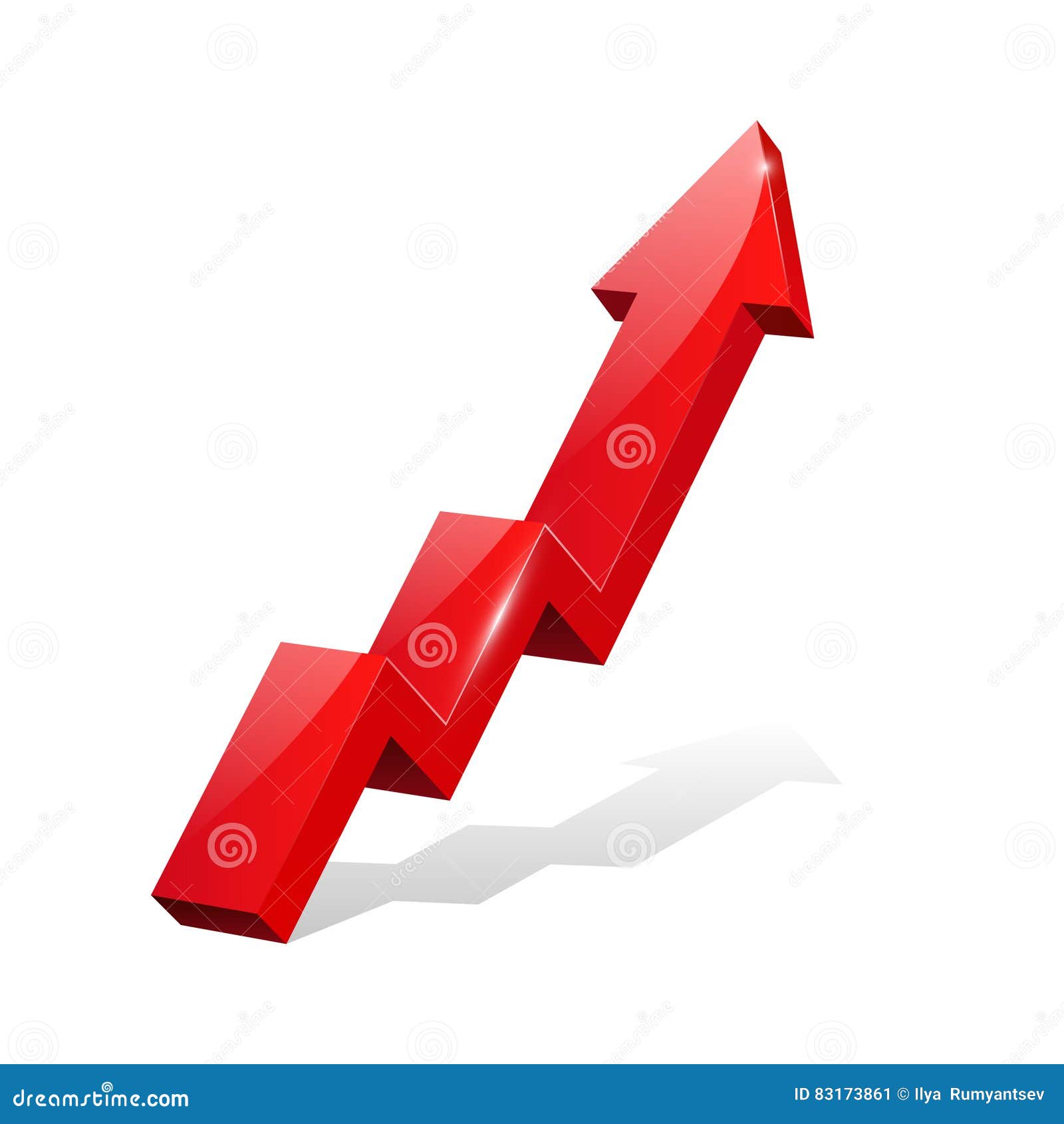 Red 3d Shiny Arrow Going Up, Infographic Stock Vector Illustration of