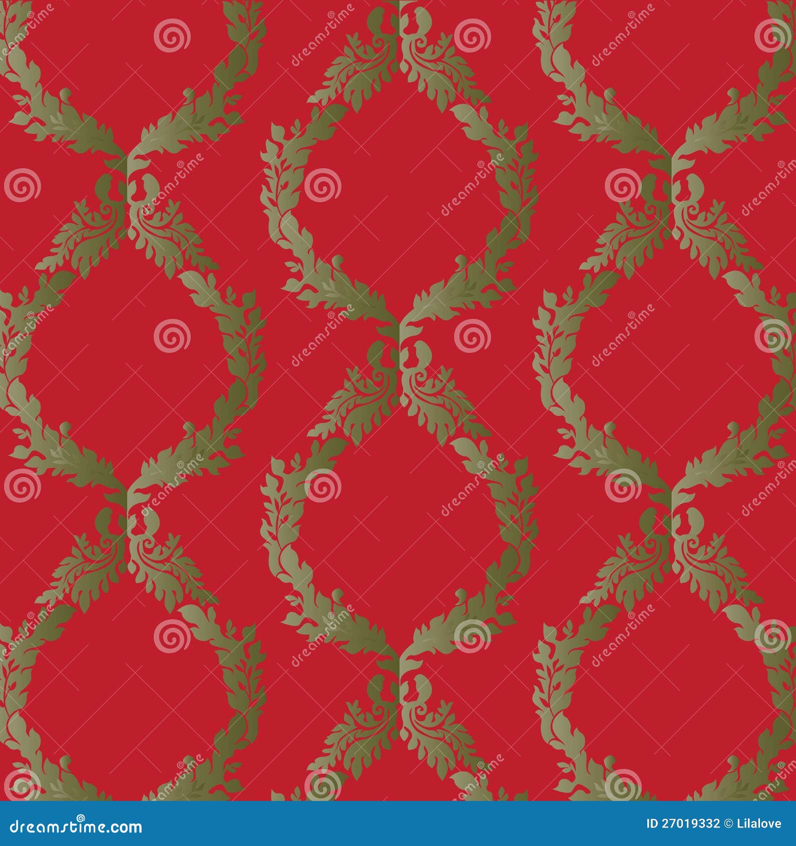 Red Green Damask Wallpaper Stock Vector Illustration of baroque