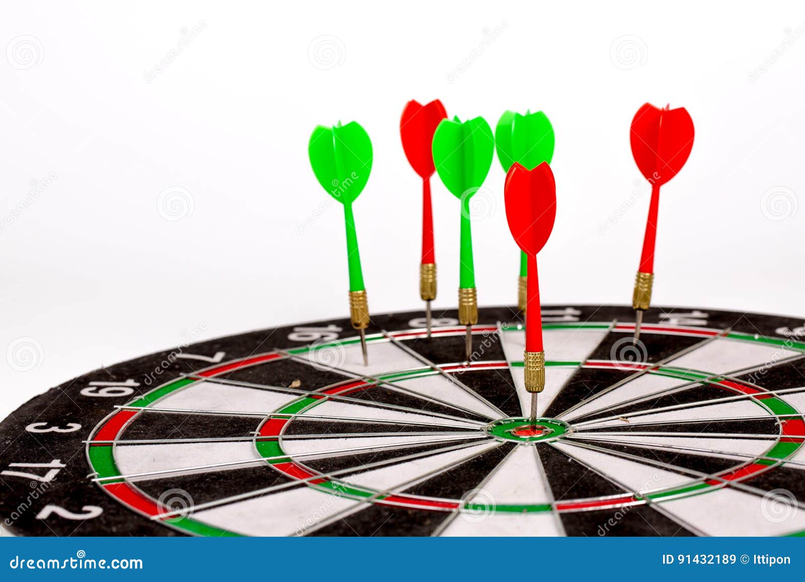 The Darts Hitting Perfect 180 Score On Dart Board Stock Photo 78108528