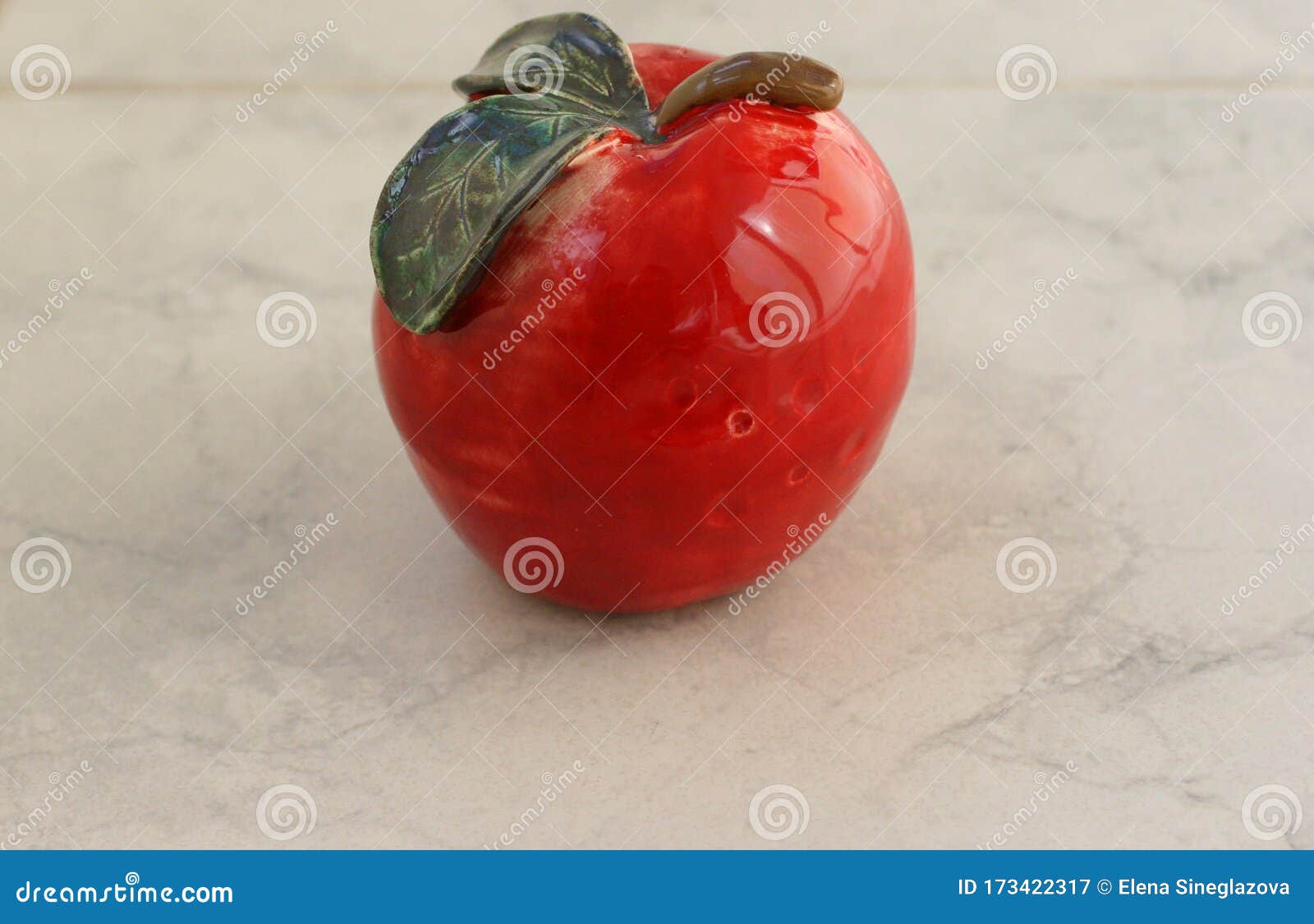 Red Decorative Ceramic Apple on Table Stock Image Image of ingredient