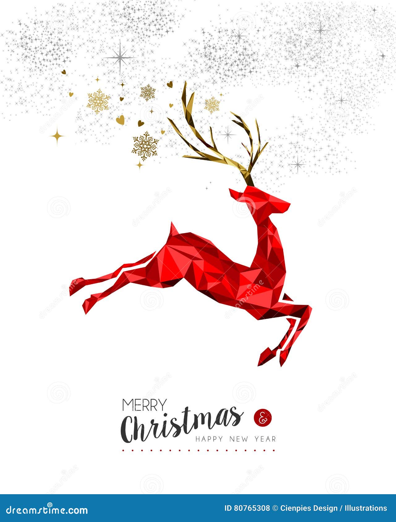 Red Deer Decoration for Christmas and New Year Stock Vector