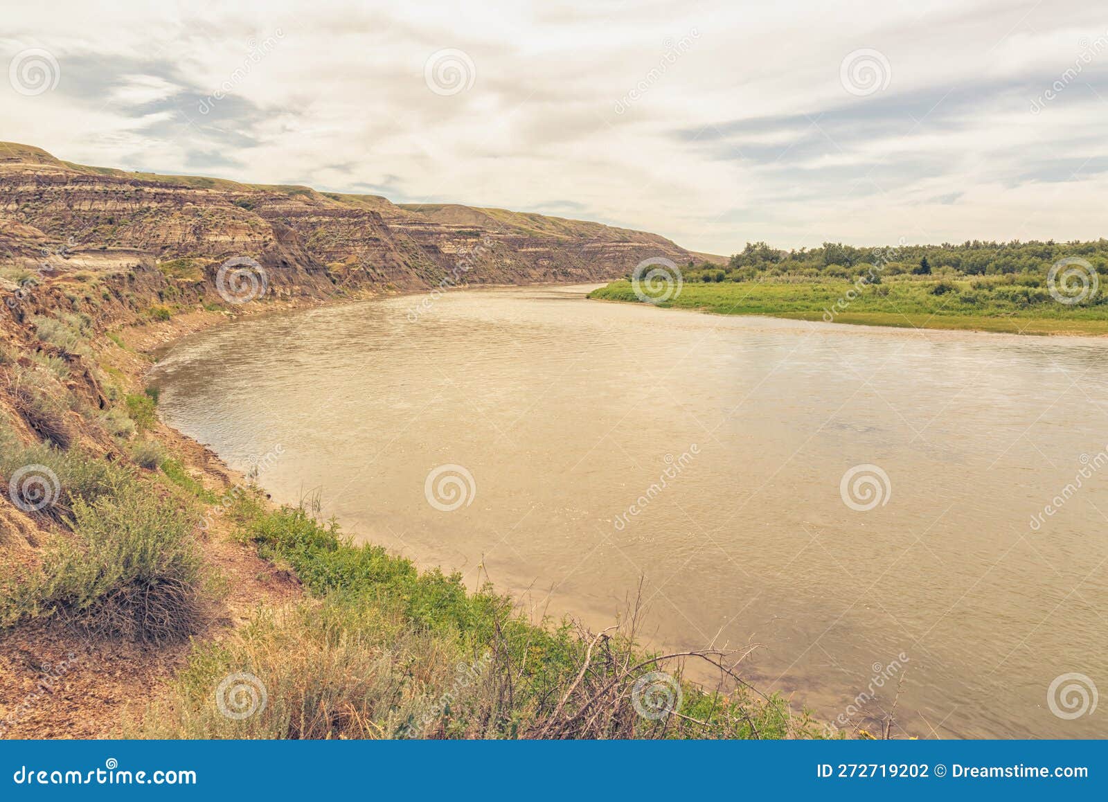 Red Deer River Landscape in Drumheller, Alberta Stock Photo Image of