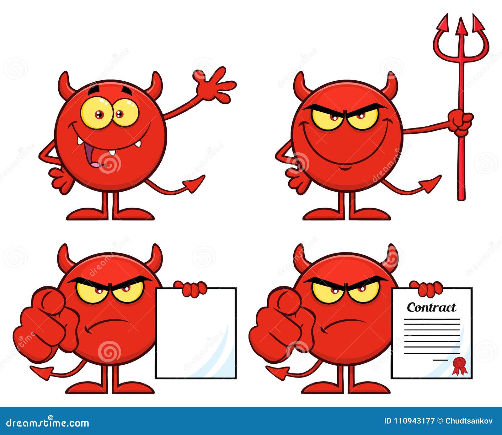 Red Devil Cartoon Emoji Character. Collection Stock Vector
