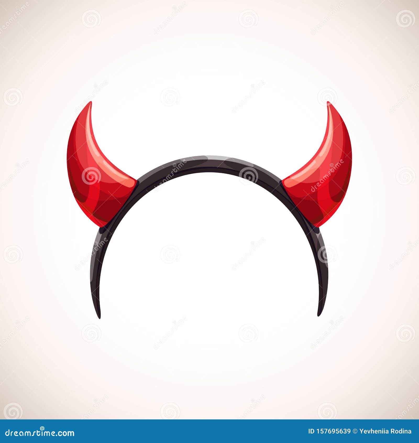 Red Devil Horns, Head Band Decor. Vector Halloween Costume Element