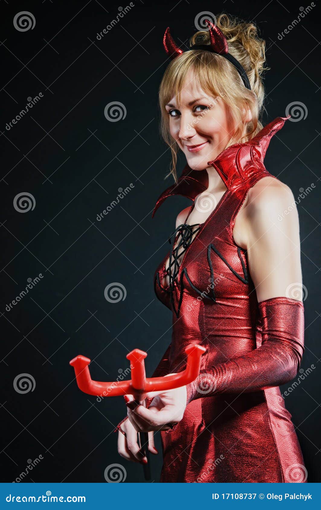 Red devil woman stock image. 