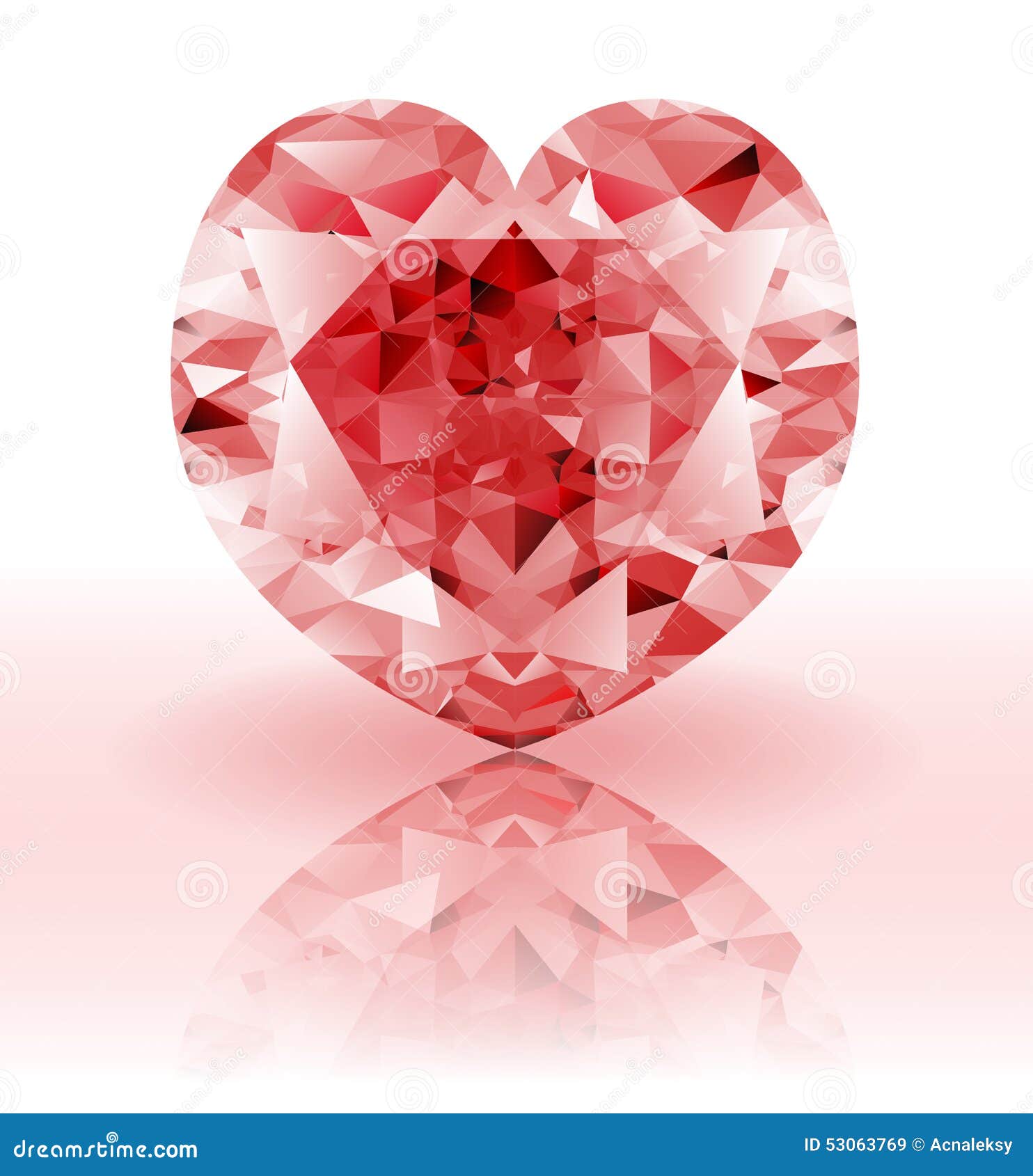 Red Diamond Heart Shaped Ruby Gemstone Stock Vector