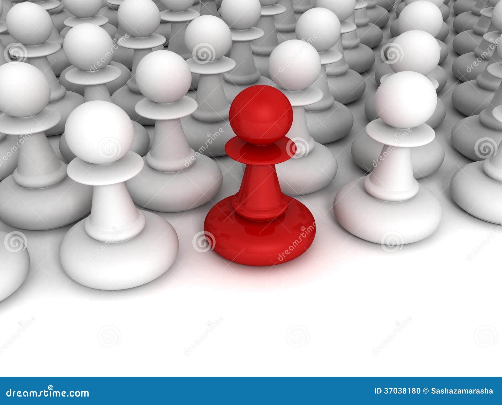 Red Different Pawn Out from White Crowd Stock Illustration ...