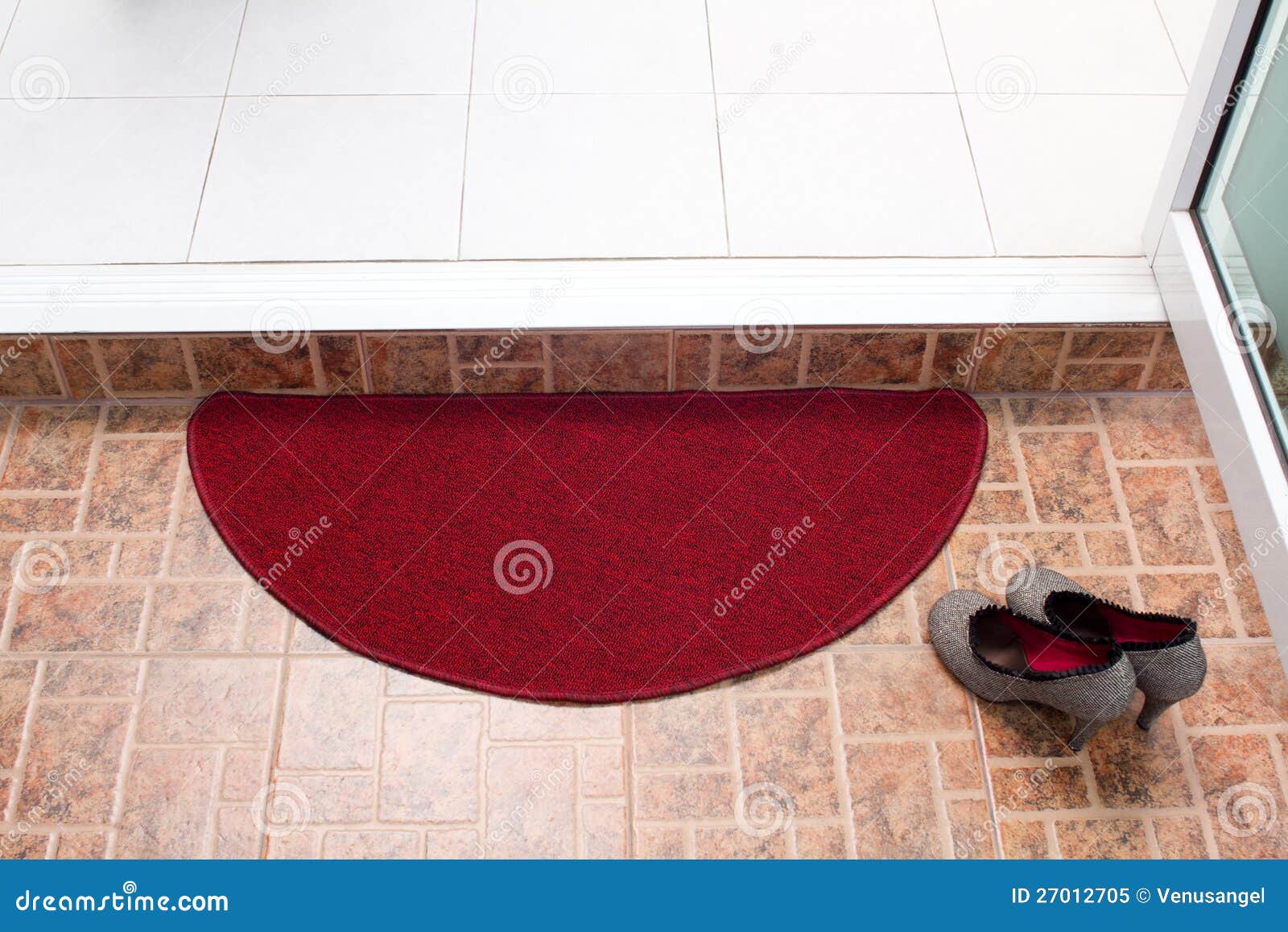 Red doormat stock image. Image of invitation, design 27012705