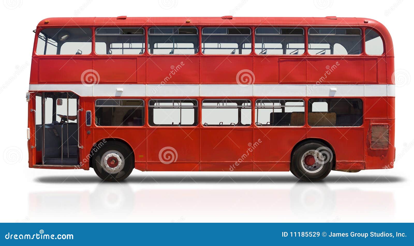 red double decker bus on white
