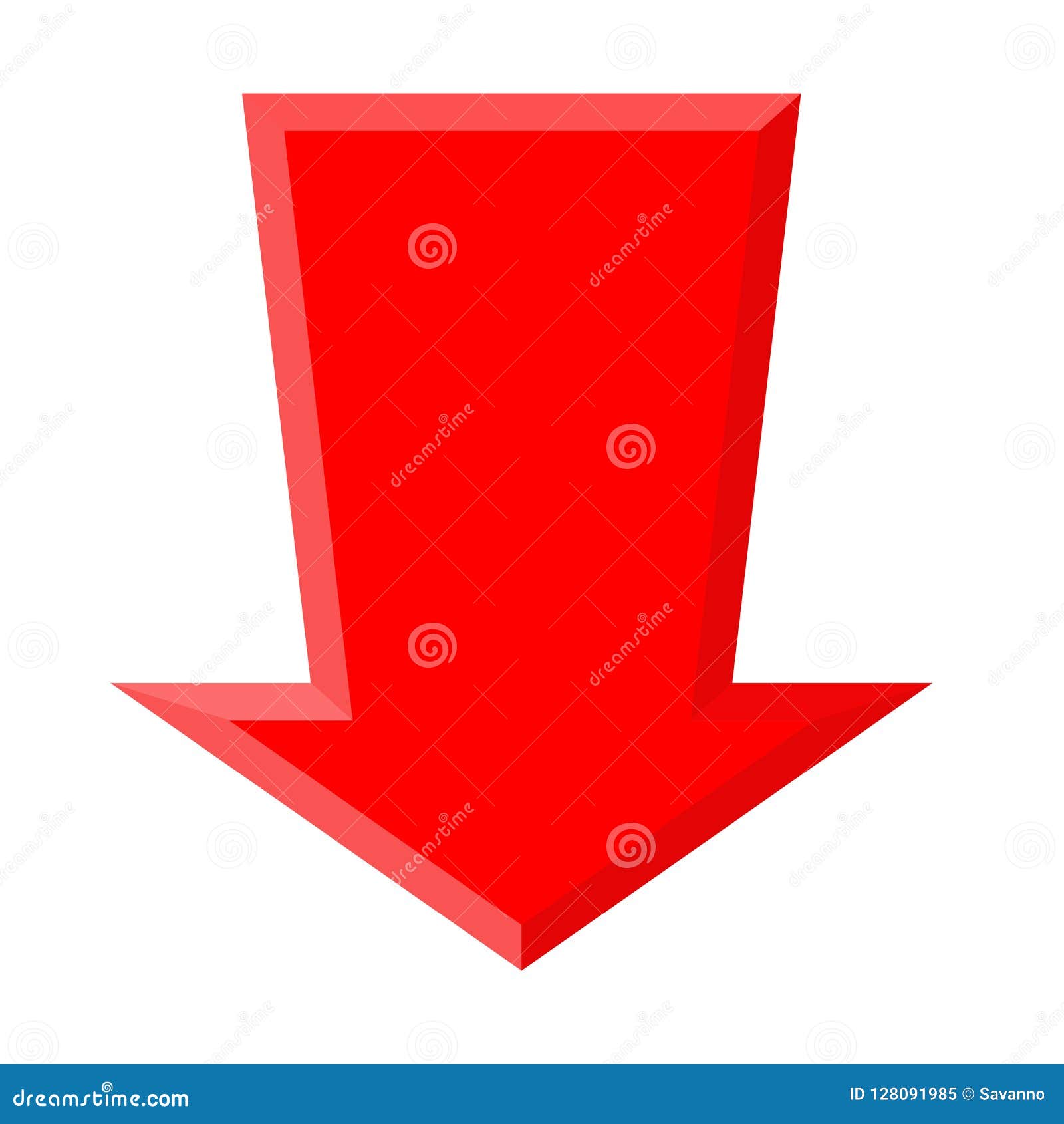 Red DOWN arrow stock vector. Illustration of shape, graphic - 128091985
