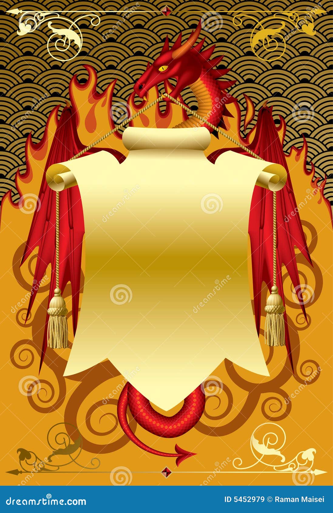 Red Dragon With A Gold Banner Stock Vector Illustration 5452979